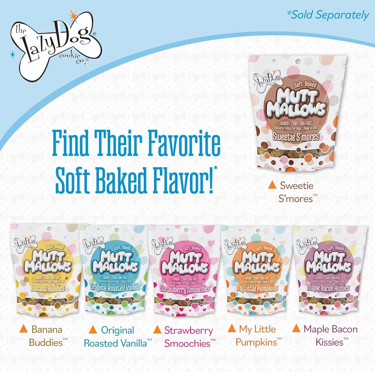 The Lazy Dog Cookie Co. Soft Dog Treats, Mutt Mallows Sweetie Smores, for Small, Medium and Large Dogs, Wheat-Free, Baked in The USA, 5 oz. (Pack of 3) Smores - Image 9