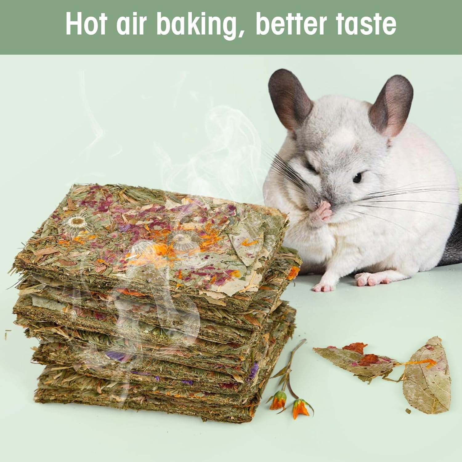 Abizoo Rabbit Natural Treats,10Pcs Timothy Hay Toys Chips Bunny chew Toys with Herbal Flowers Guinea Pig Treats for Hamster Chinchillas Gerbils Rats Small Animals Teeth Care Crisp Snacks - Image 6