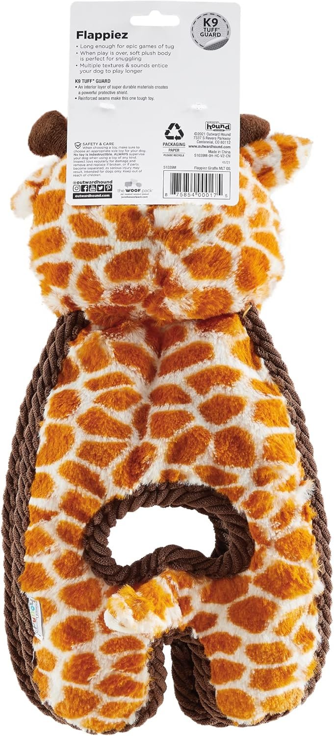 Outward Hound Cuddle Tugs Giraffe Plush Squeaky Dog Toy - Image 4