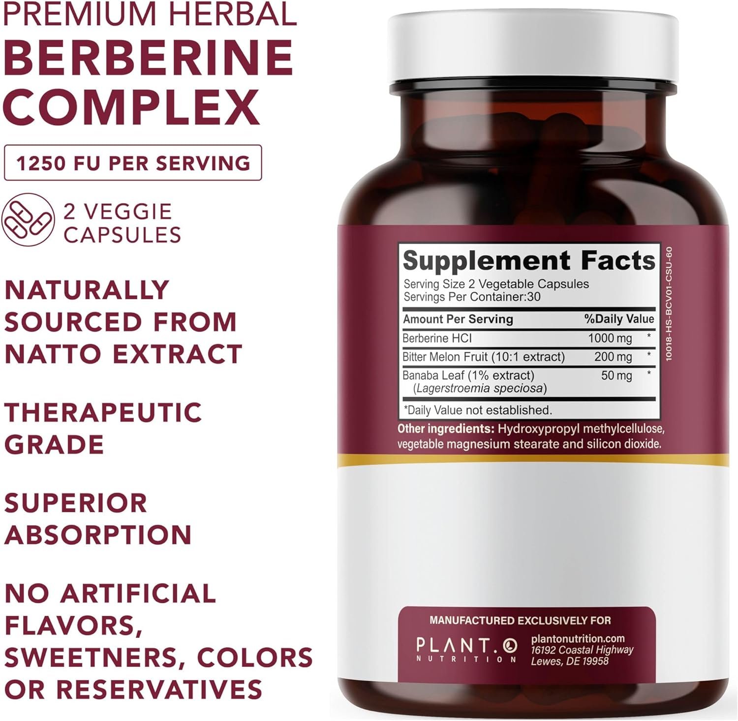 Berberine Supplement - Extra Strength 1250mg Per Serving - Berberine HCI Complex with Bitter Lemon & Banaba Leaf Non-GMO - Immune Support, Antioxidant - 60 Capsules - Image 3