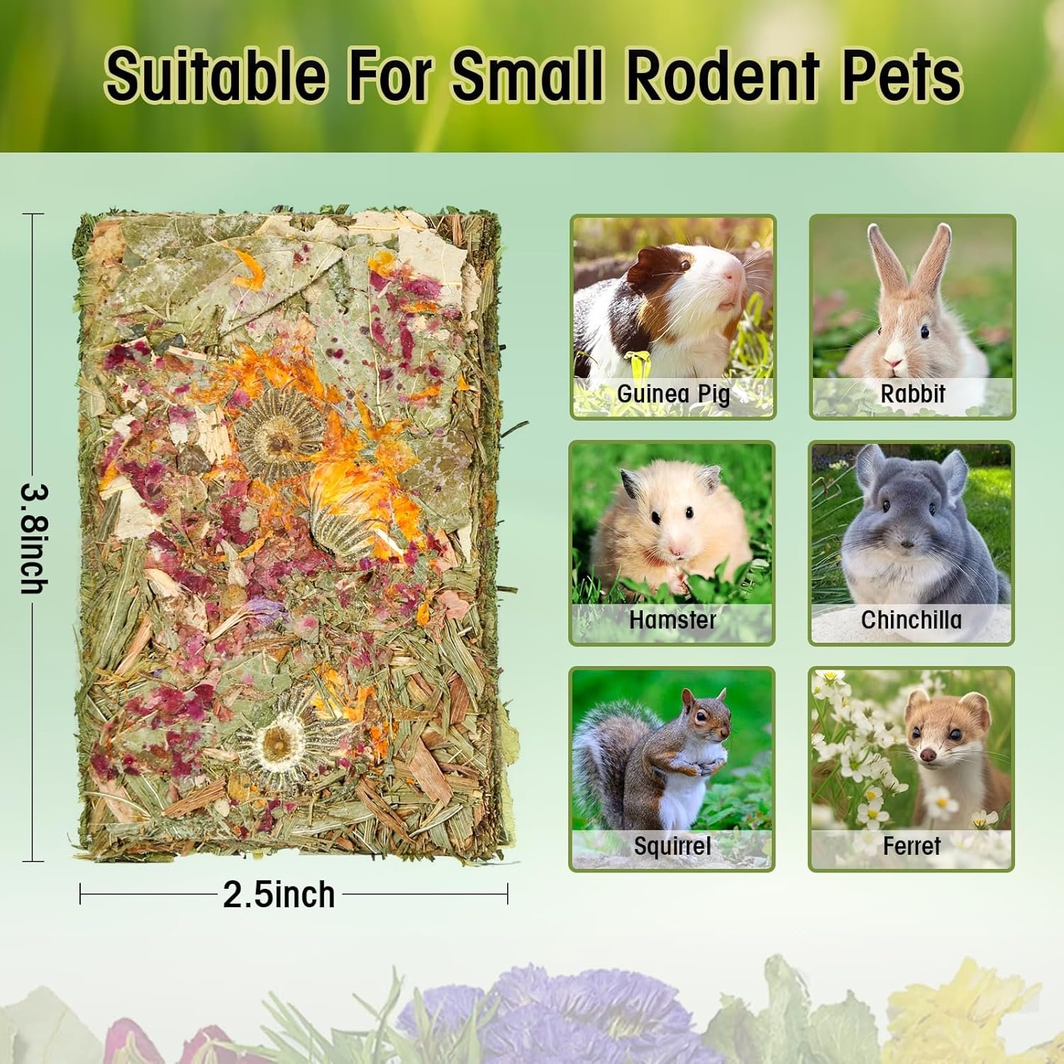 Abizoo Rabbit Natural Treats,10Pcs Timothy Hay Toys Chips Bunny chew Toys with Herbal Flowers Guinea Pig Treats for Hamster Chinchillas Gerbils Rats Small Animals Teeth Care Crisp Snacks - Image 10