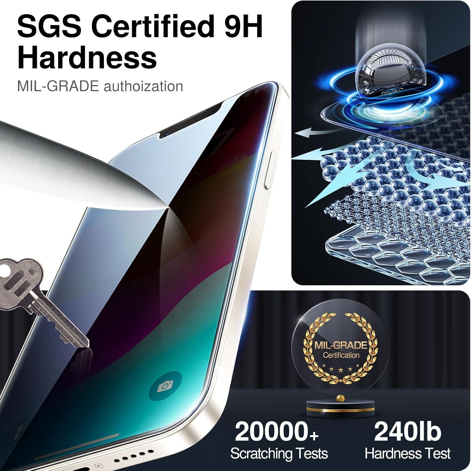 SmartDevil 2Pack for iPhone 14 Privacy Screen Protector with 2Pack Camera Lens Protector, 9H Protection Anti-Spy Privacy Glass Tempered Film with Auto Dust-Elimination Install, Bubble Free - Image 5