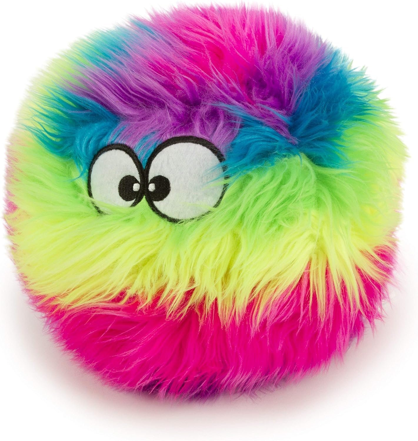 goDog Furballz Squeaky Plush Ball Dog Toy, Chew Guard Technology - Rainbow, Large - Image 3