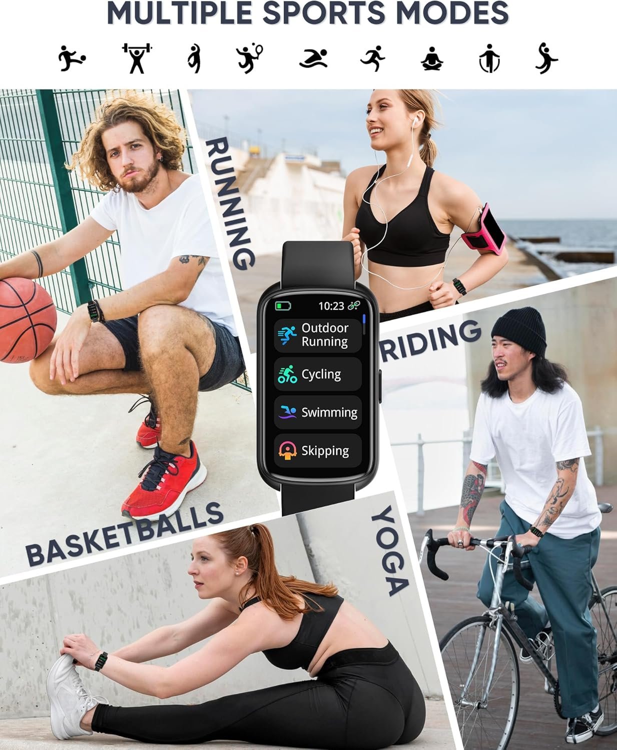 Smart Watch, 1.47" Health Fitness Tracker with 24/7 Heart Rate,Blood Pressure,Blood Oxygen Monitor,Sleep Tracker,Pedometer, IP68 Waterproof Activity Trackers Compatible with Android&iPhone Women Men - Image 4