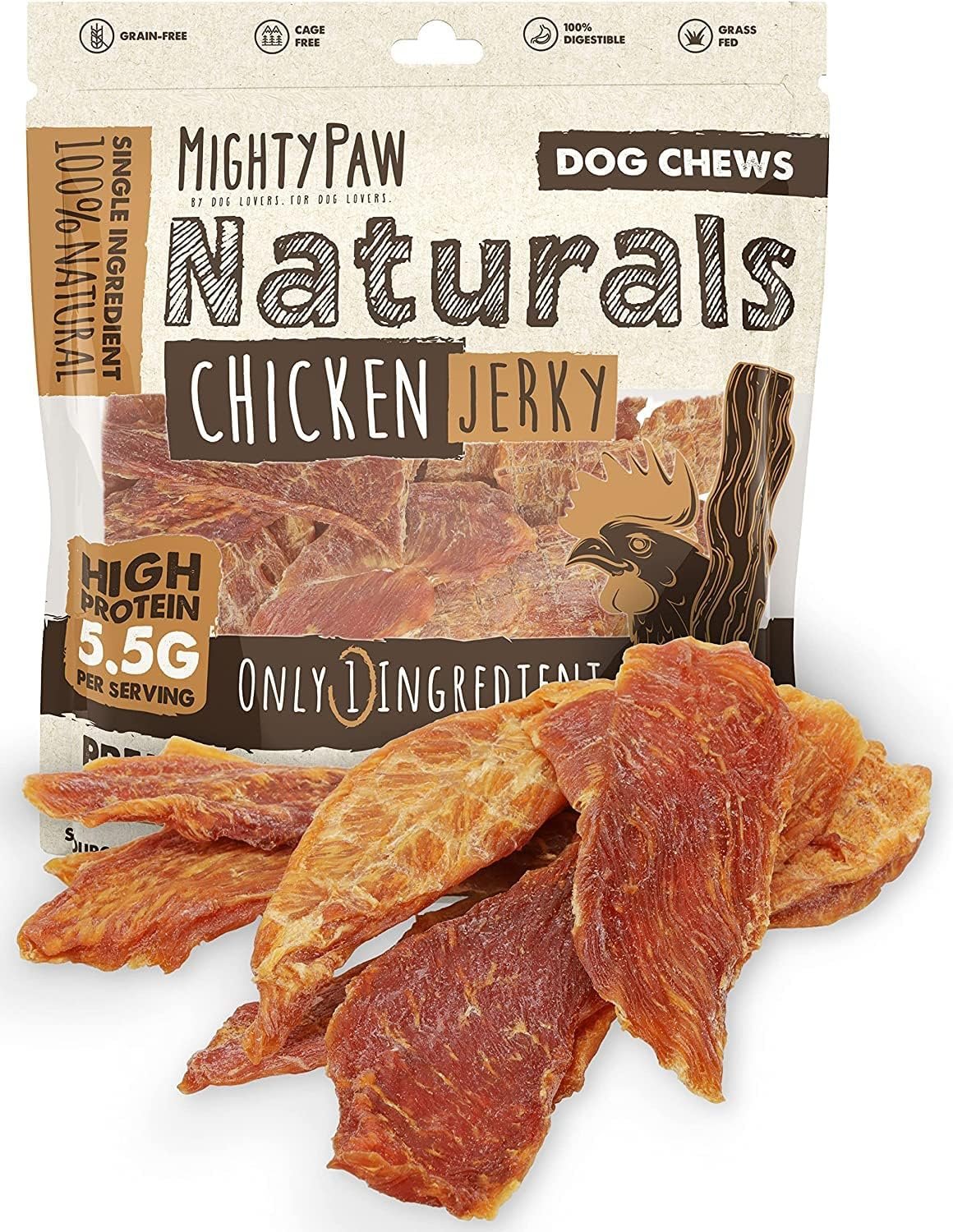 Mighty Paw Naturals Chicken Jerky for Dogs | Chicken Jerky Dog Treats for Small Dogs, Medium Pets and Large Breeds. Natural Dog Treats for Large Dogs, and Puppies. Dried Chicken Dog Jerky Treats 14 oz - Image 2