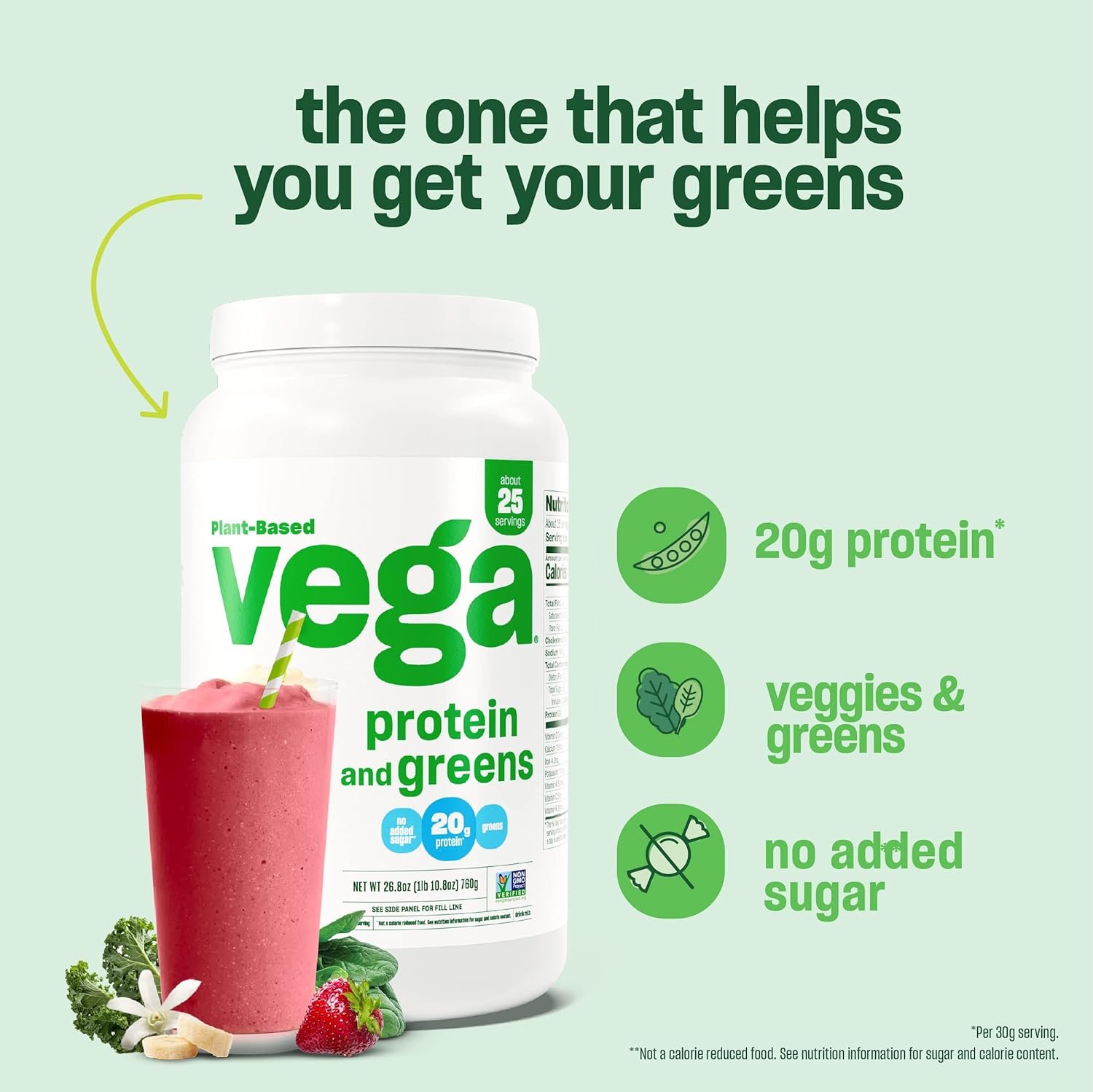 Vega Protein and Greens Protein Powder, Vanilla - 20g Plant Based Protein Plus Veggies, Vegan, Non GMO, Pea Protein for Women and Men, 1.7 lbs (Packaging May Vary) - Image 6