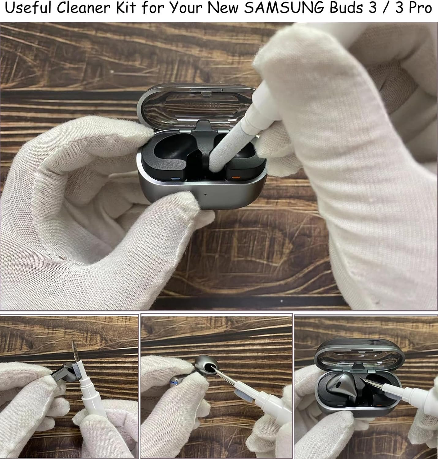 Galaxy Buds 3 Pro/Buds 3 Case Cover 2024 with Secure Lock Clip, Rugged Armor Shockproof Samsung Galaxy Buds 3/3 Pro Protective Hard Cover Shell with Carabiner&Cleaner kit for Men Women, Black - Image 8