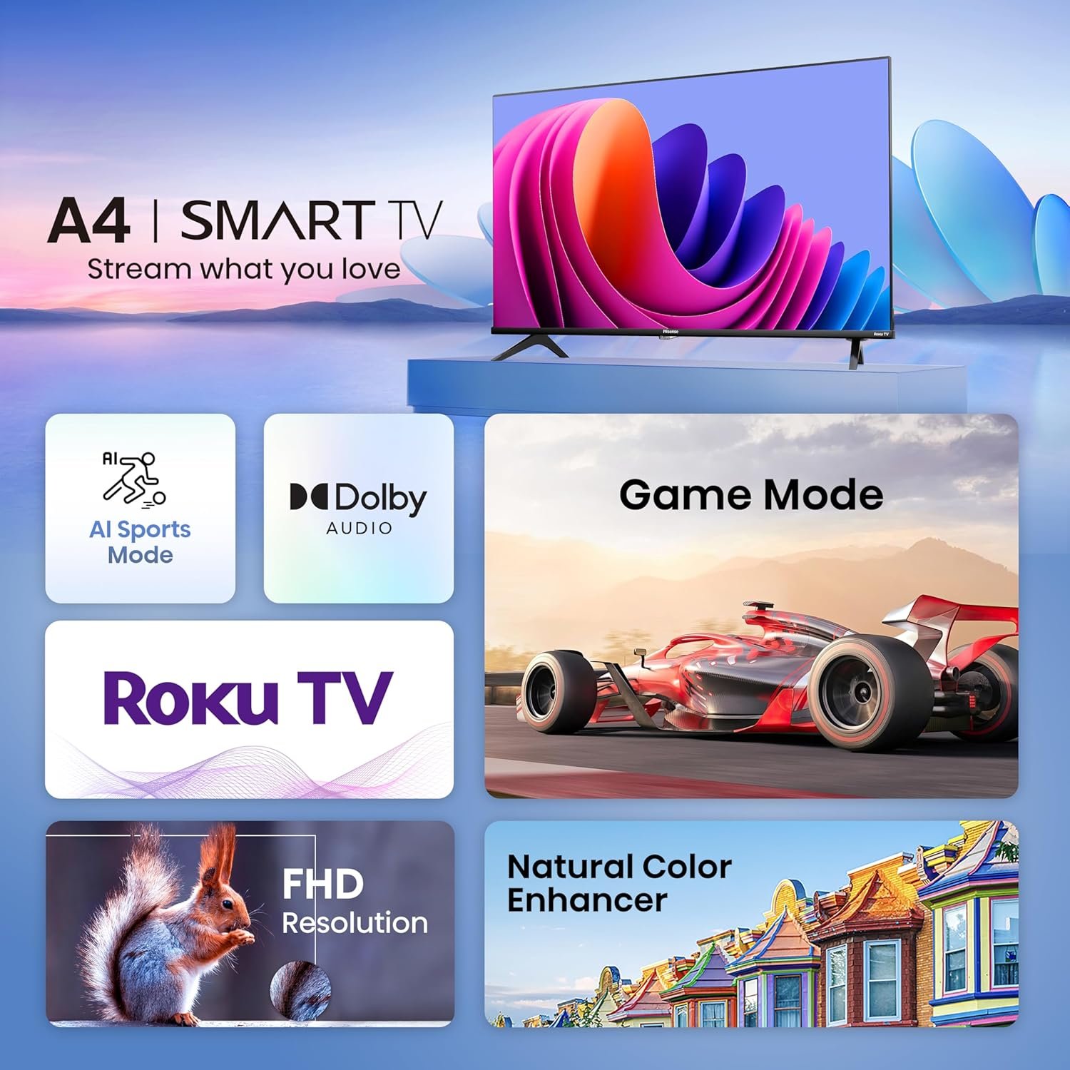 Hisense 40-Inch Class A4 Series FHD 1080p Smart Roku TV with Alexa Compatibility (40A4NR, 2024 Model) - Dolby Audio, Slim Bezel Design, Google Assistant - Image 4
