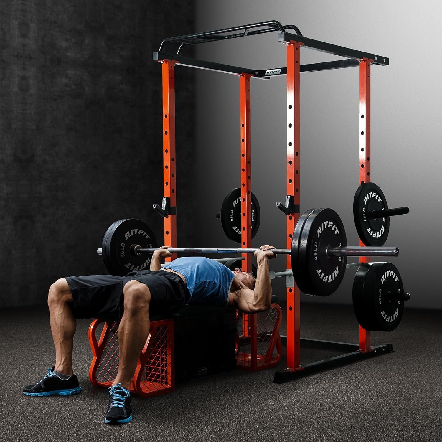 RitFit PPC01 Power Cage 1000LB Capacity and Packages with Optional Basic Power Rack, Weight Bench, Barbell Set with Olympic Barbell, DIY LAT Pull Down Pulley System, for Garage & Home Gym - Image 6