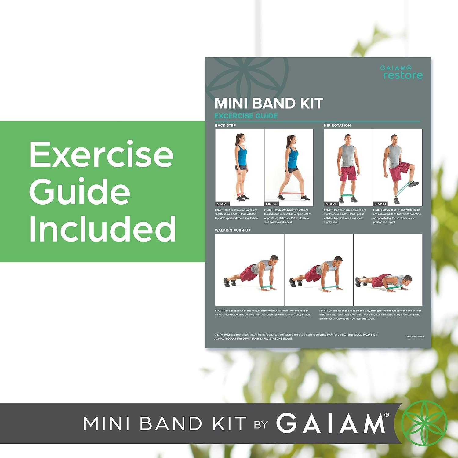 Gaiam Restore Mini Band Kit, Set of 3, Light, Medium, Heavy Lower Body Loop Resistance Bands for Legs and Booty Exercises & Workouts, 12" x 2" Bands - Image 8