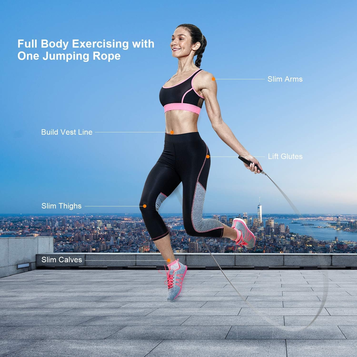 Jump Rope, High Speed Weighted Jump Rope - Premium Quality Tangle-Free - Self-Locking Screw-Free Design - Jump Ropes for Fitness - Skipping Rope for Workout Fitness, Crossfit & Home Exercises - Image 5