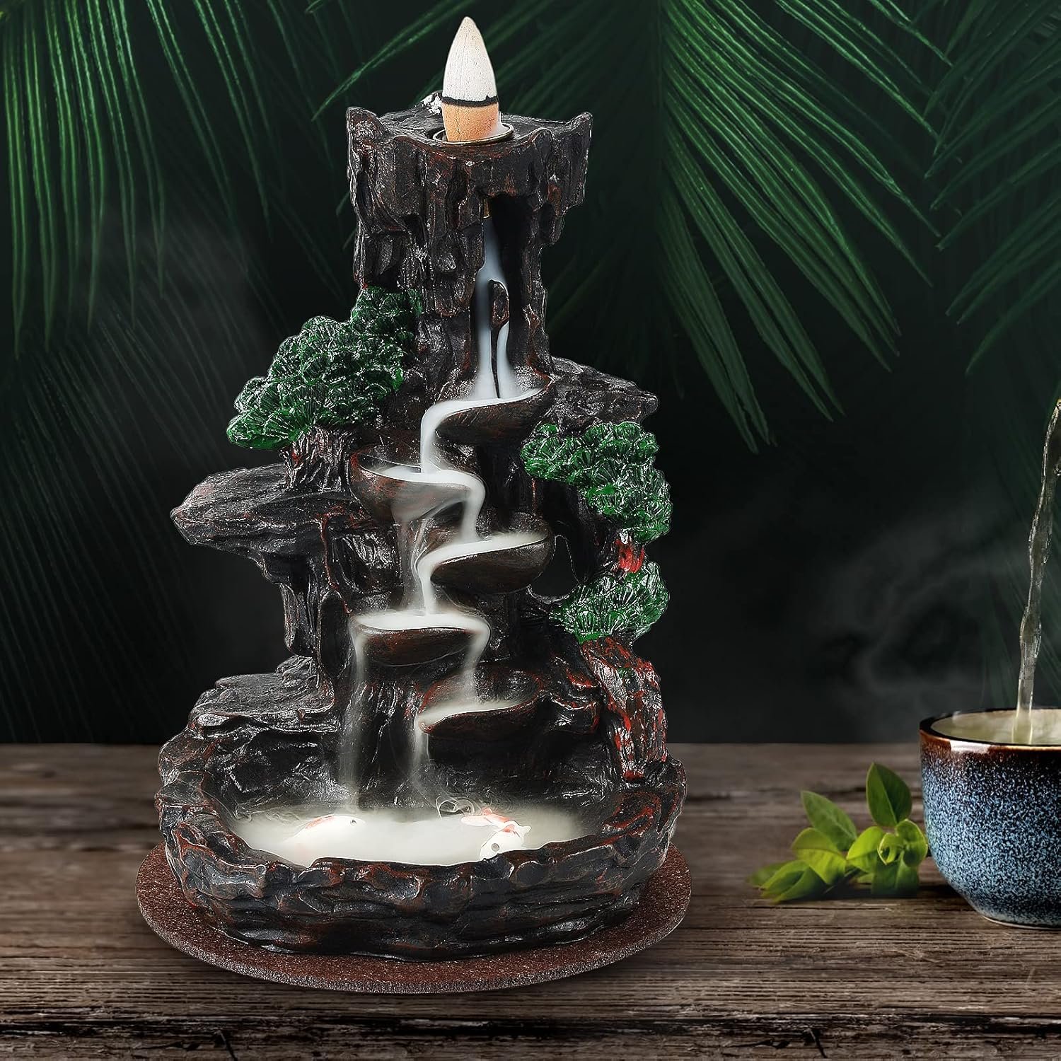 SOLEJAZZ Backflow Incense Burner Waterfall/Mountain Tower Incense Holders, with 120 Backflow Incense Cones, 30 Incense Sticks, Home Decor Aromatcherapy Ornamen - Image 6