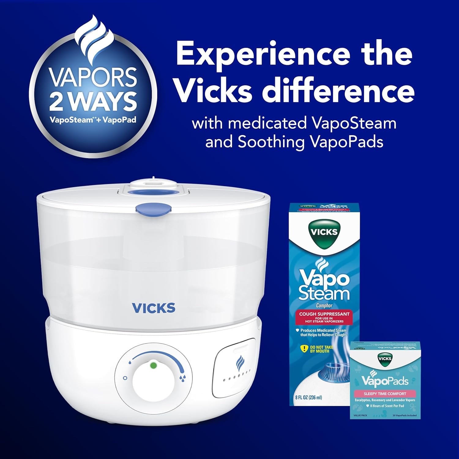 Vicks EasyCare Plus Top Fill Filter-Free Cool Mist Humidifier, Small Room–For Vapors 2 Ways –Works with Vicks VapoPads and VapoSteam, White - Image 4