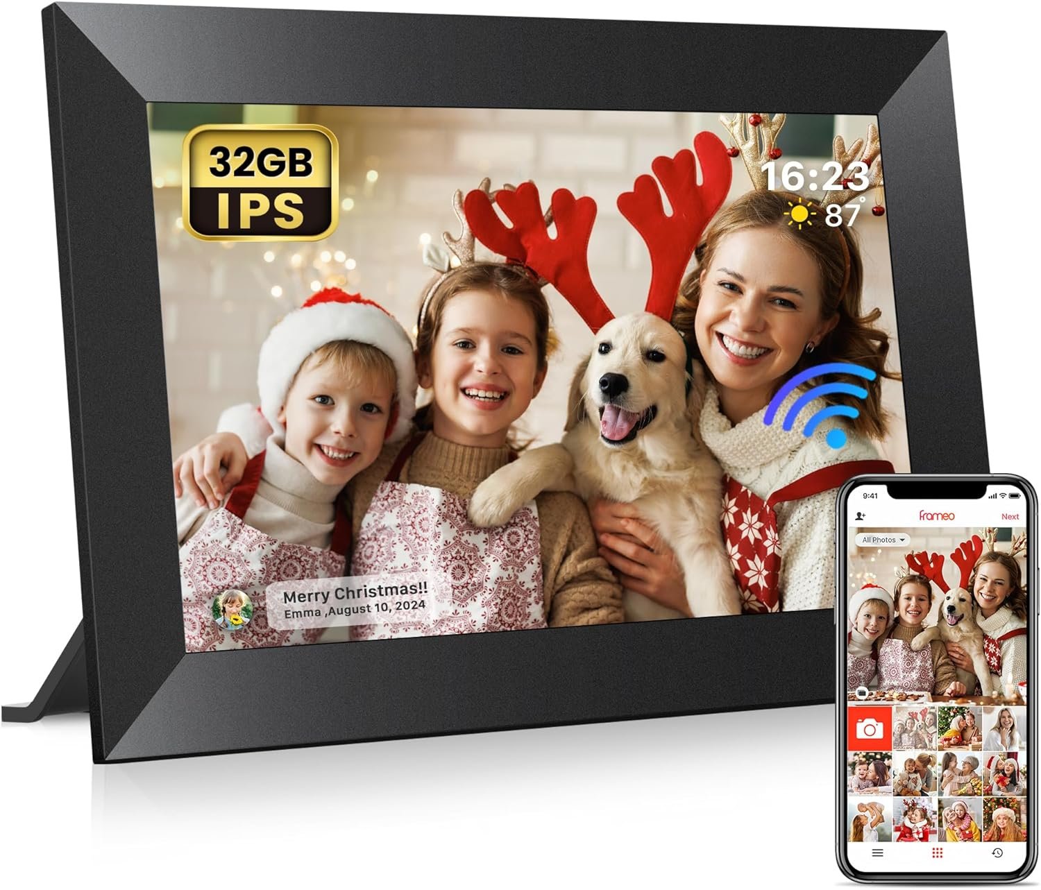 Frameo 10.1 Inch WiFi Digital Picture Frame with 32GB Memory, 1280 x 800 IPS Touch Screen Smart Electronic Photo Frame, Wall Mountable, Auto-Rotate, Share Photos/Videos Via Frameo App from Anywhere - Image 2