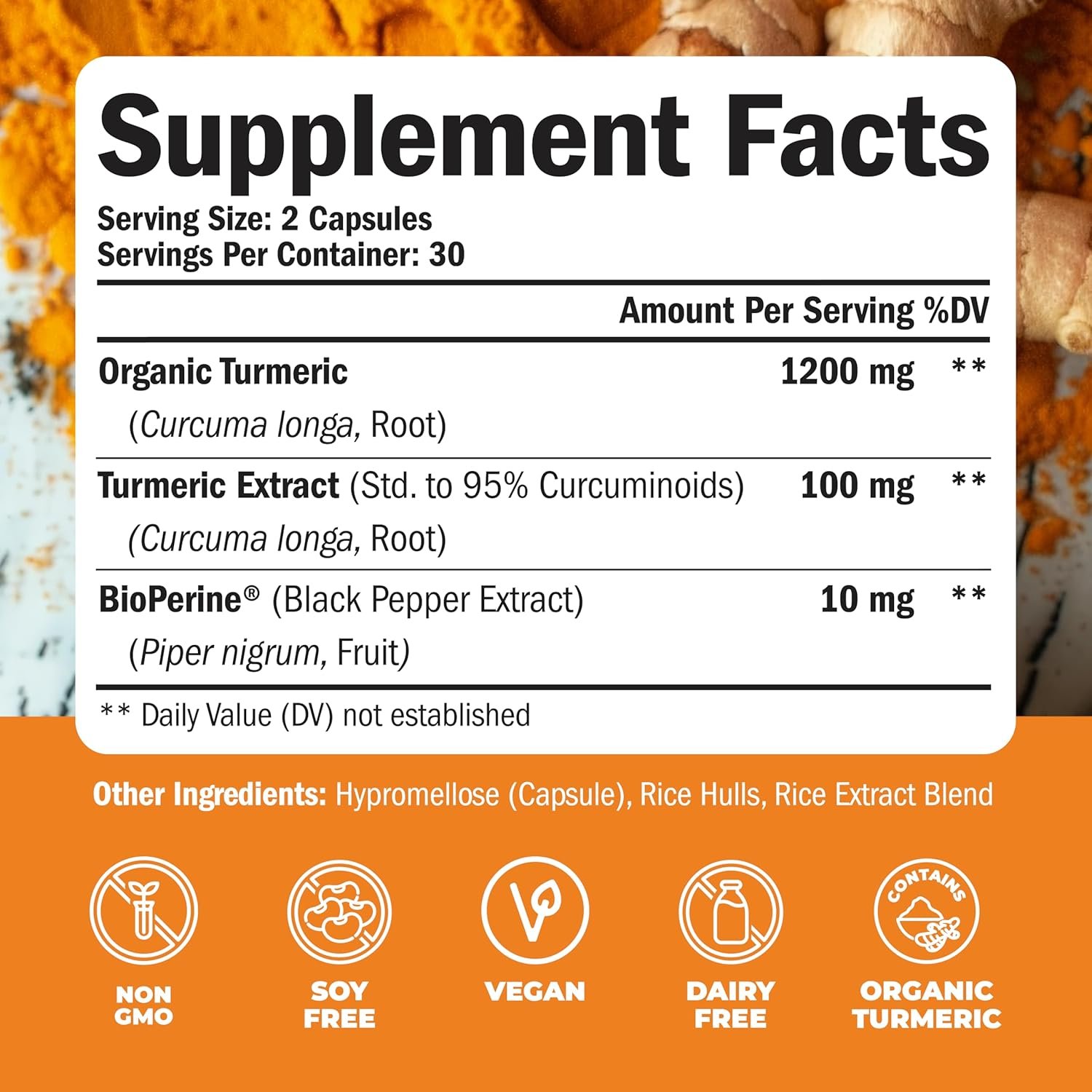 Turmeric Curcumin & Black Pepper Extract. High Absorption Joint Support Supplement with Bioperine. 95% Curcuminoids. Antioxidant Turmeric Supplement for Inflammation Balance & Immune Support. 1200mg - Image 4