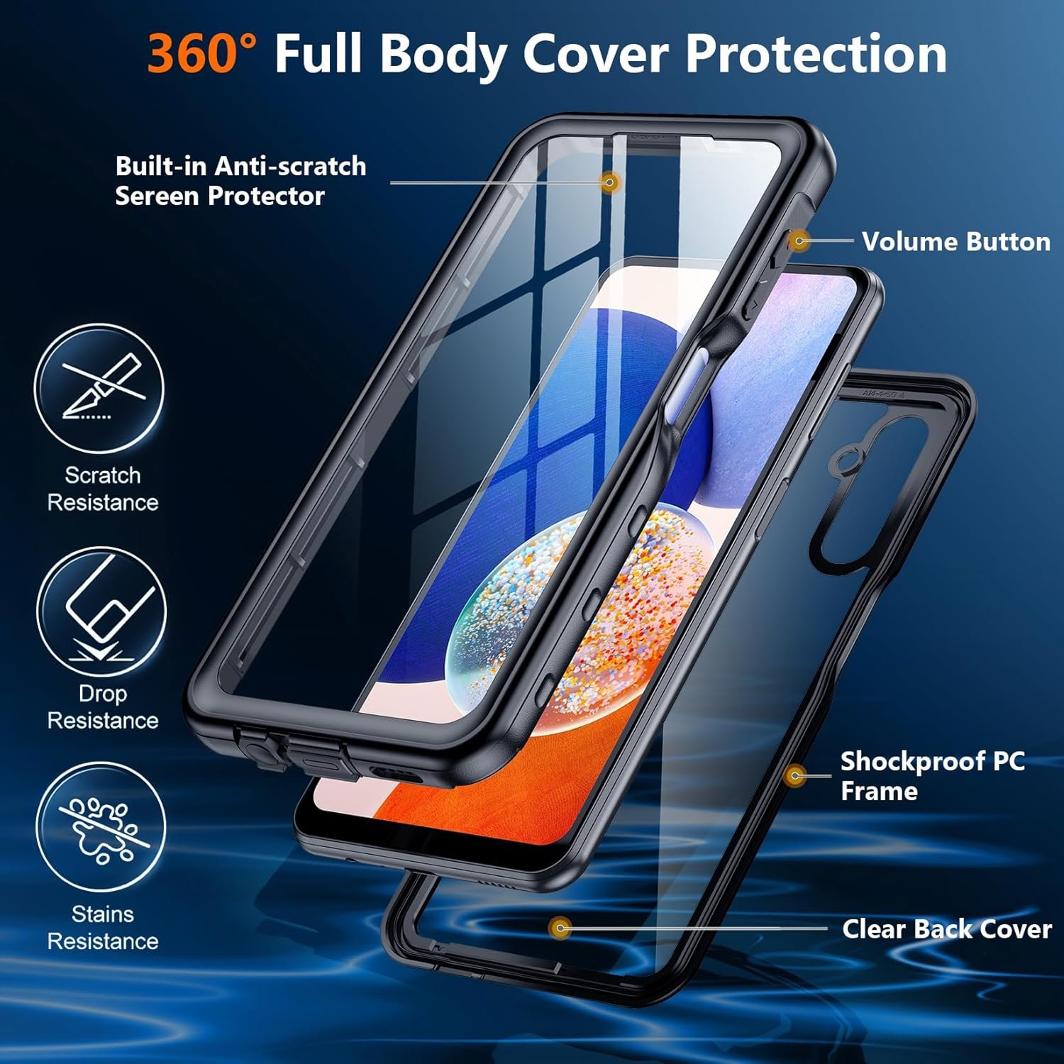 SPIDERCASE for Samsung Galaxy A14 5G Case Waterproof,Full Heavy Duty Protection,Built-in Screen&Camera Protector,Military Shockproof,Dustproof,Anti-Scratched Durable Case for Galaxy A14 5G 6.6",Black - Image 6