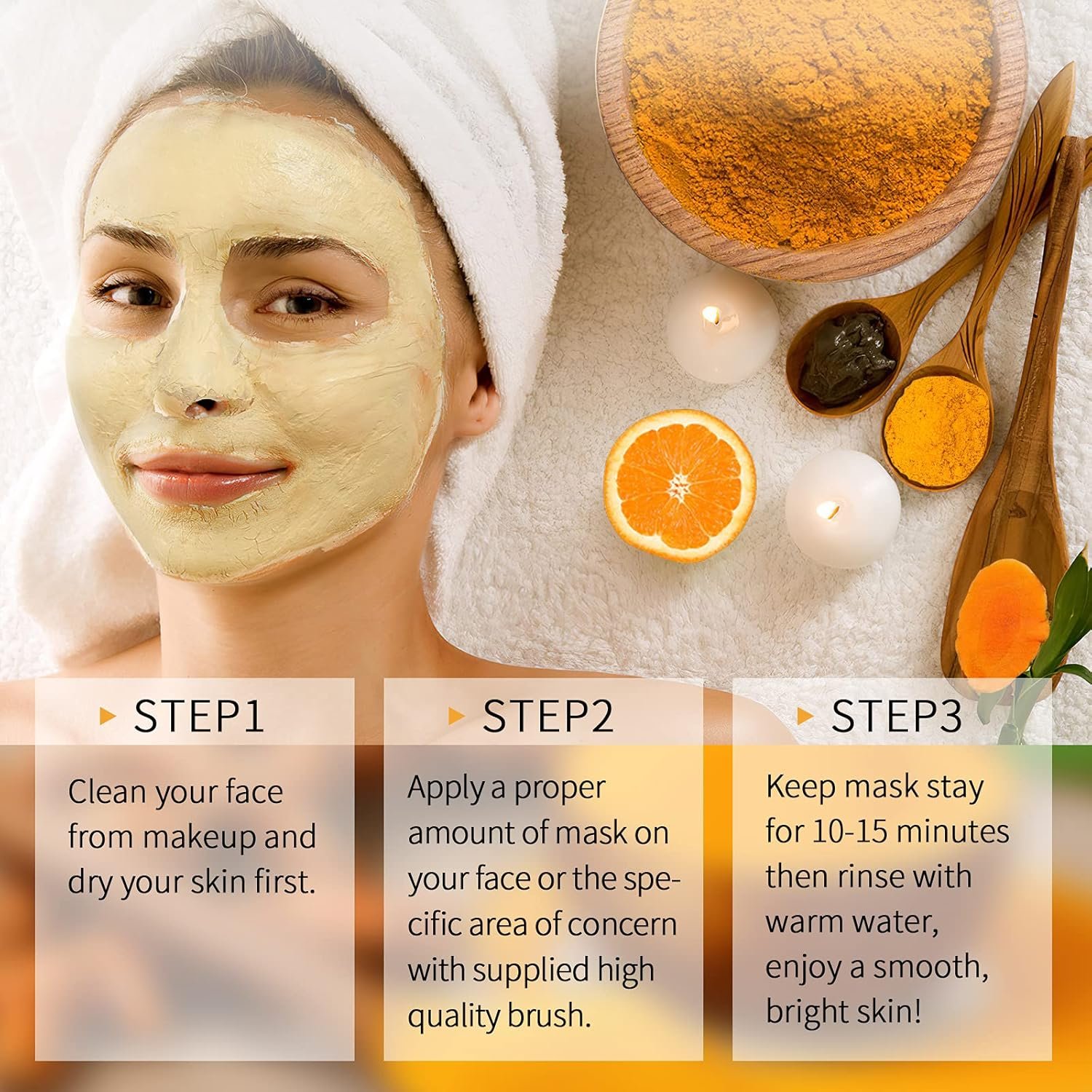 Vitamin C Face Mask with Kaolin Clay and Turmeric for Dark Spots, Dull Skin, Skincare Facial Mask for Controlling Oil and Refining Pores 5.29 Oz - Image 8