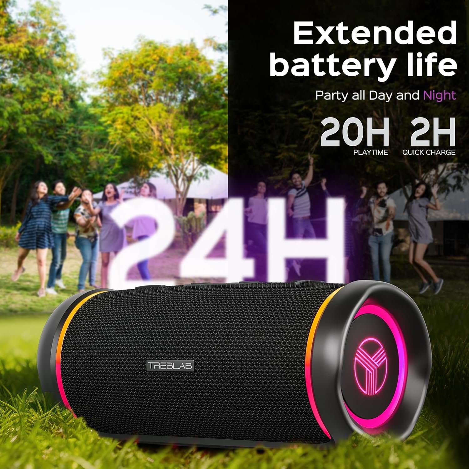 TREBLAB HD77 - Portable Bluetooth Speaker - Powerful 360° Sound, 30W Audio with Impactful Bass, 20H Battery, IPX7 Waterproof, Shockproof, TWS Stereo, Speaker Bluetooth Wireless for Outdoor, Beach Pool - Image 6