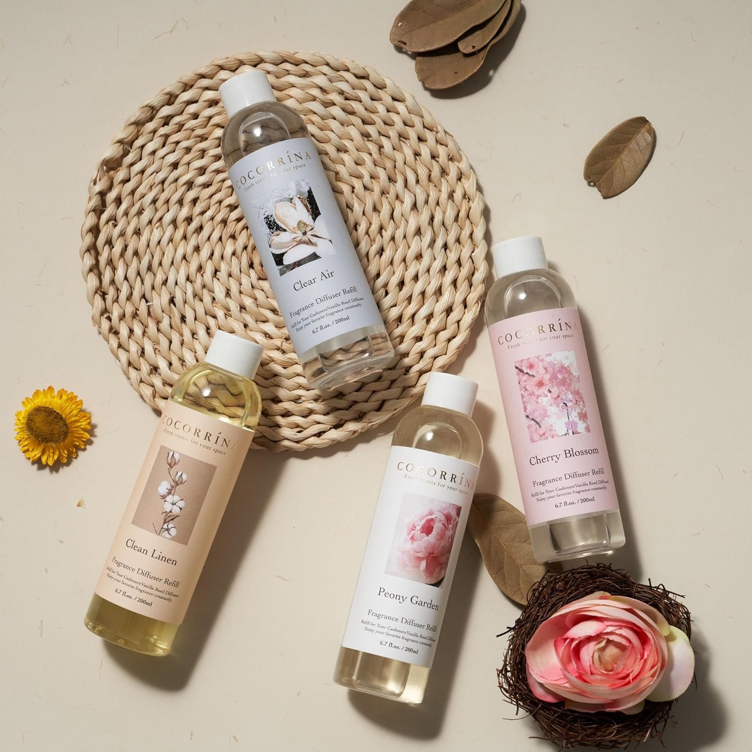 COCORRÍNA Reed Diffuser Refill- Lavender Thyme 6.7 oz. Reed Diffuser Oil Refill Home Fragrance for Bedroom, Bathroom Home Decor - Image 4