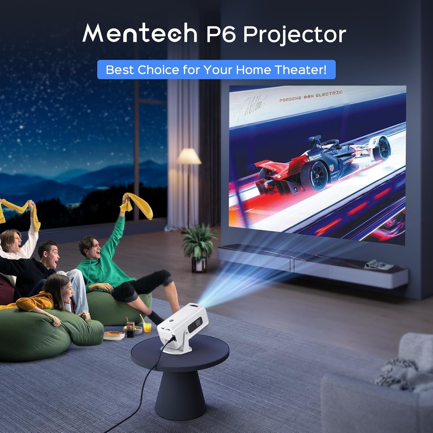 Mini Projector with WiFi and Bluetooth, 180°Adjustable Stand Smart Projector, 150" Portable Projector with Android TV 11.0, 2.4G/5G, Native 1080P, 300 ANSI Auto Keyston Outdoor/Home Movie, White - Image 8