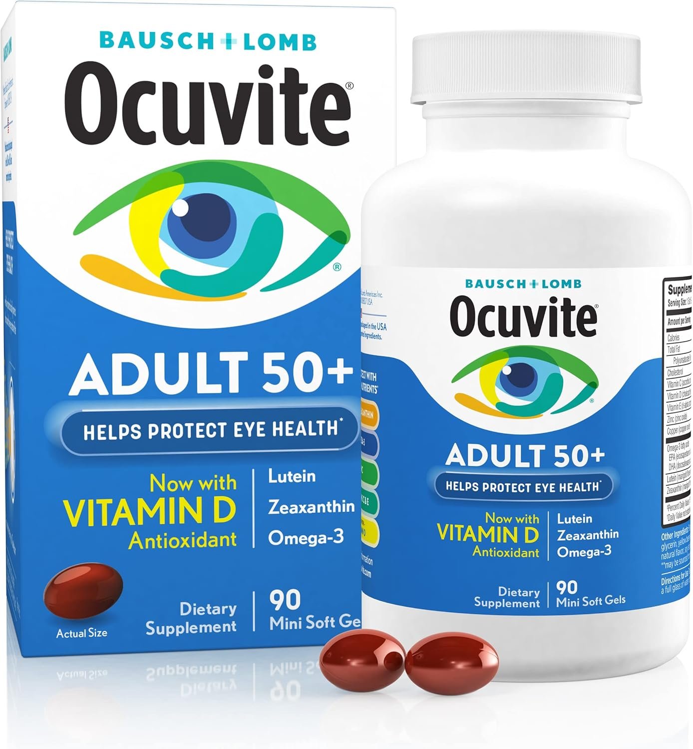 Ocuvite Eye Vitamin & Mineral Supplement, Contains Zinc, Vitamins C, E, Omega 3, Lutein, & Zeaxanthin, 90 Softgels (Packaging May Vary) - Image 2