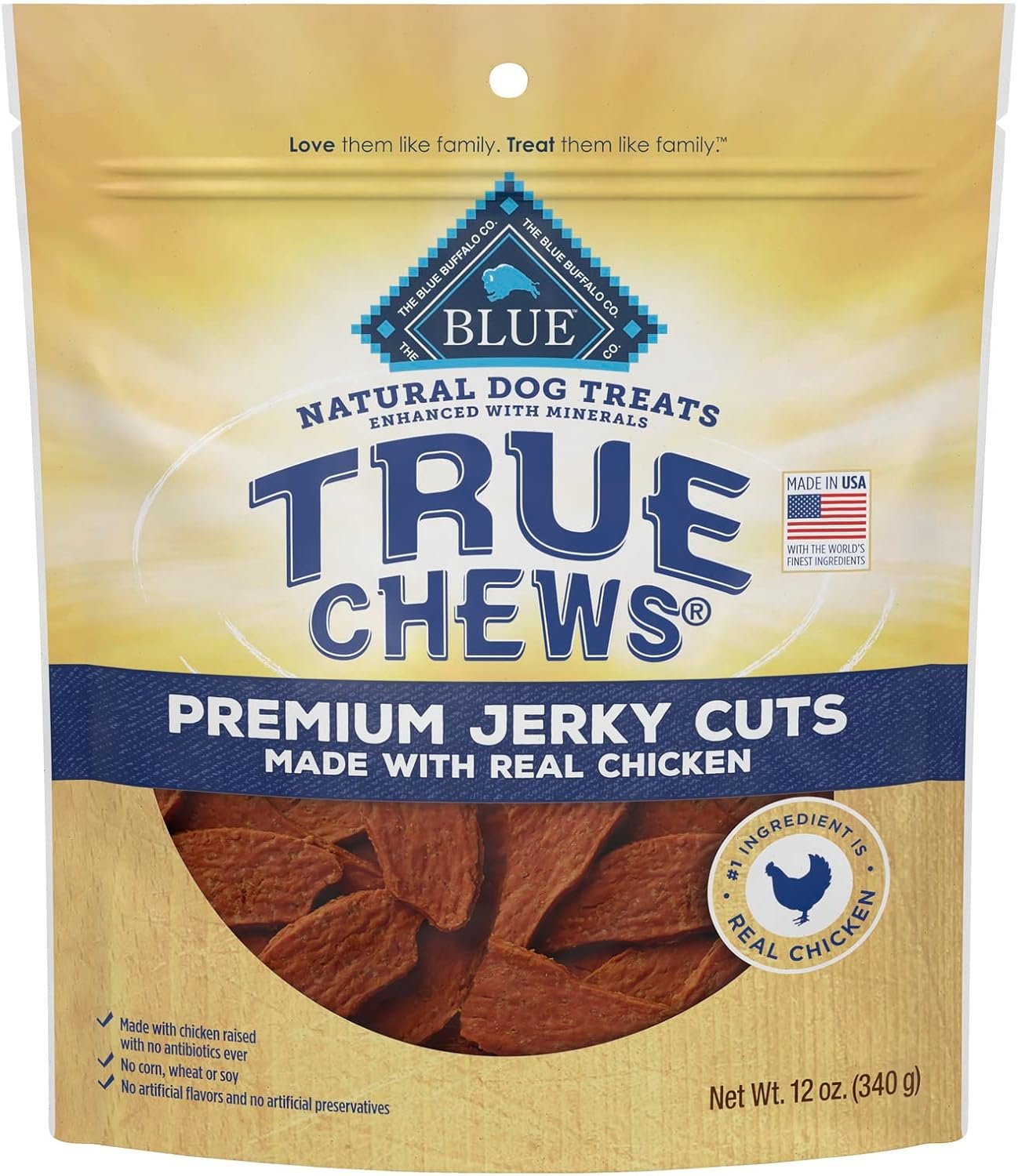 Blue Buffalo True Chews Premium Jerky Cuts Natural Dog Treats, Chicken 12 oz bag - Image 2