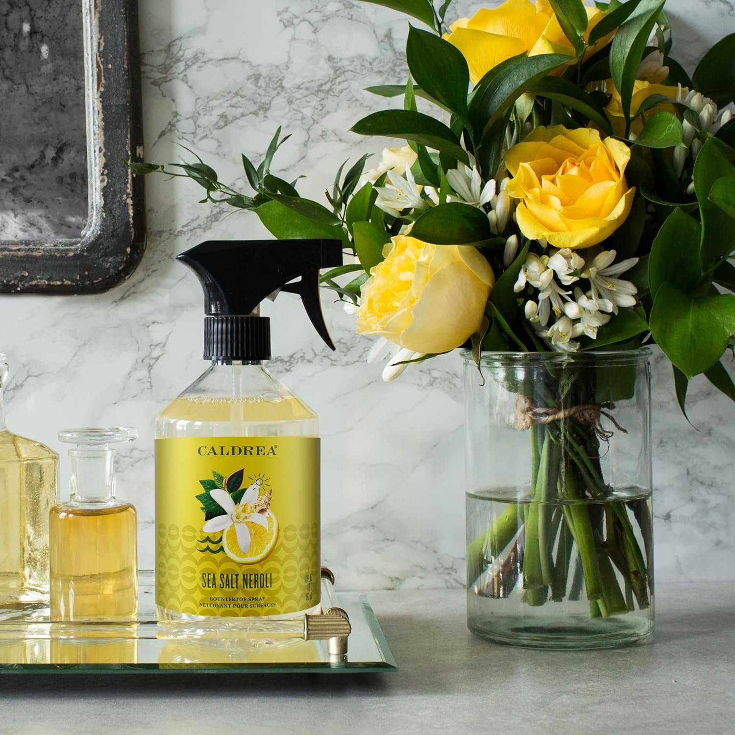 Caldrea Multi-surface Countertop Spray Cleaner, Made with Vegetable Protein Extract, Sea Salt Neroli Scent, 16 oz - Image 4