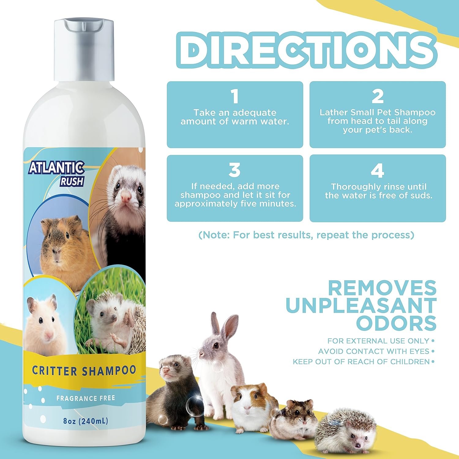 Critter Shampoo for Small Pets - 8oz Small Animal Fragrance Free Shampoo - Pet Shampoo for Small Critters Including Ferrets, Guinea Pigs, Rabbits, Hedgehogs, Hamsters & Sugar Gliders - Image 5