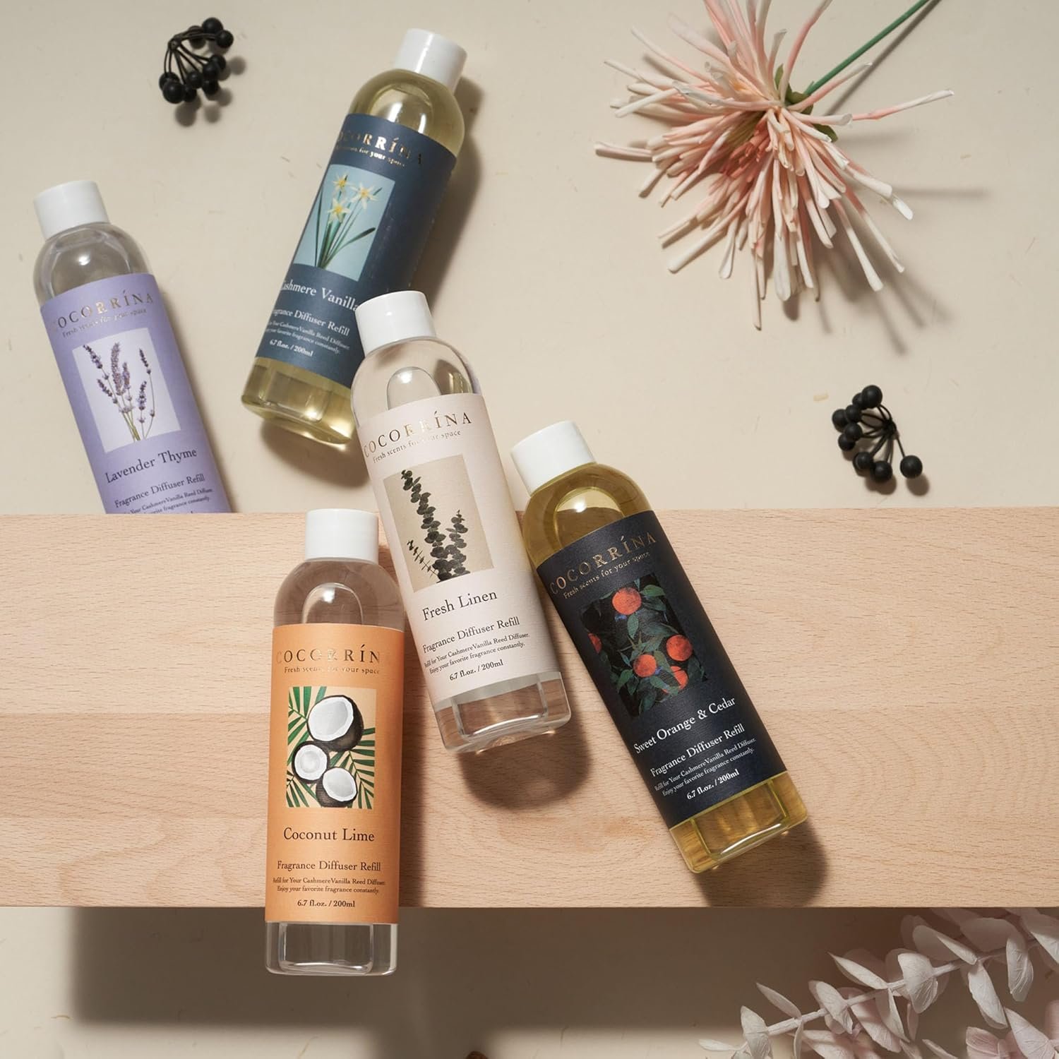 COCORRÍNA Reed Diffuser Refill- Lavender Thyme 6.7 oz. Reed Diffuser Oil Refill Home Fragrance for Bedroom, Bathroom Home Decor - Image 5