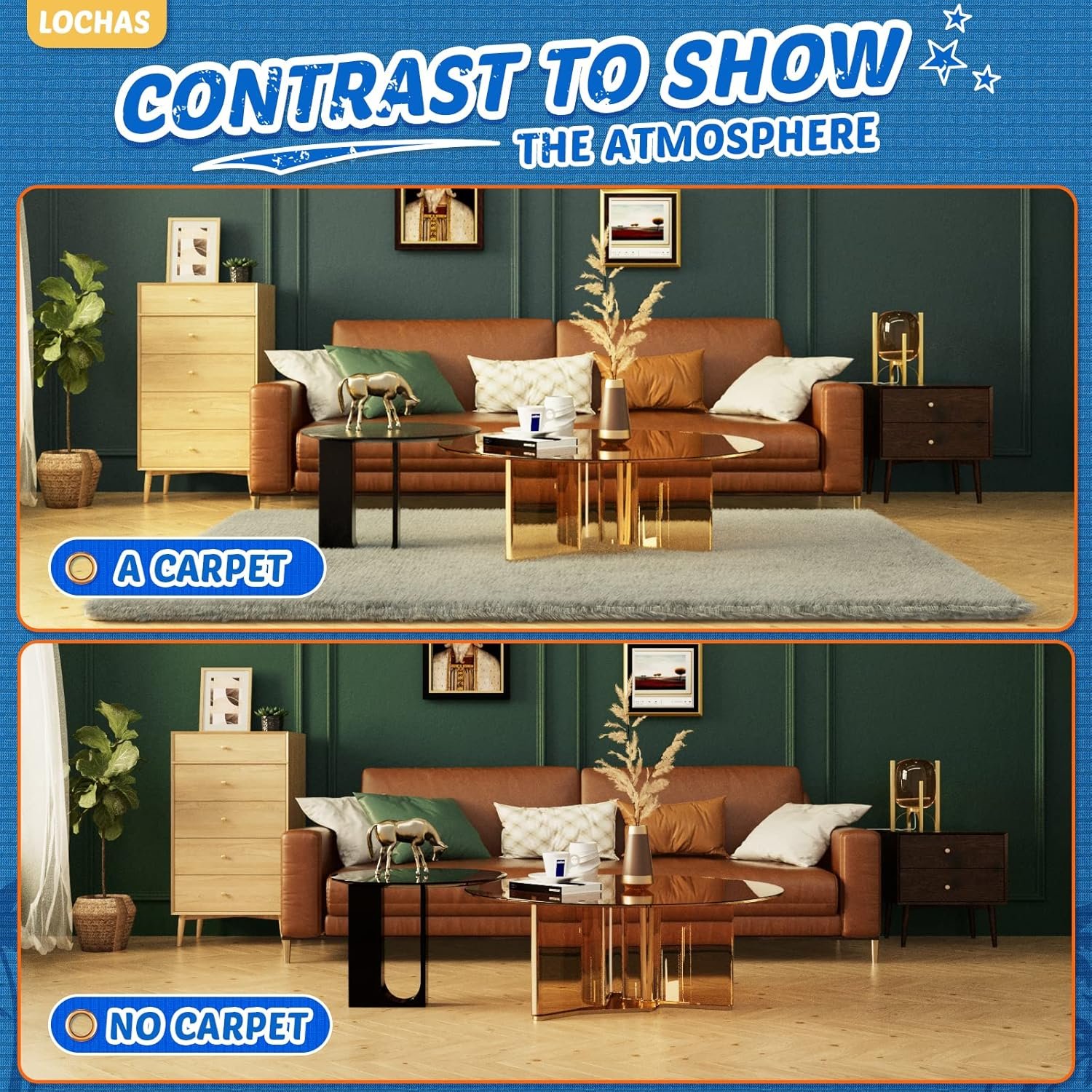 LOCHAS Ultra Soft Indoor Modern Area Rugs Fluffy Living Room Carpets for Children Bedroom Home Decor Nursery Rug 4x5.3 Feet, Gray - Image 9