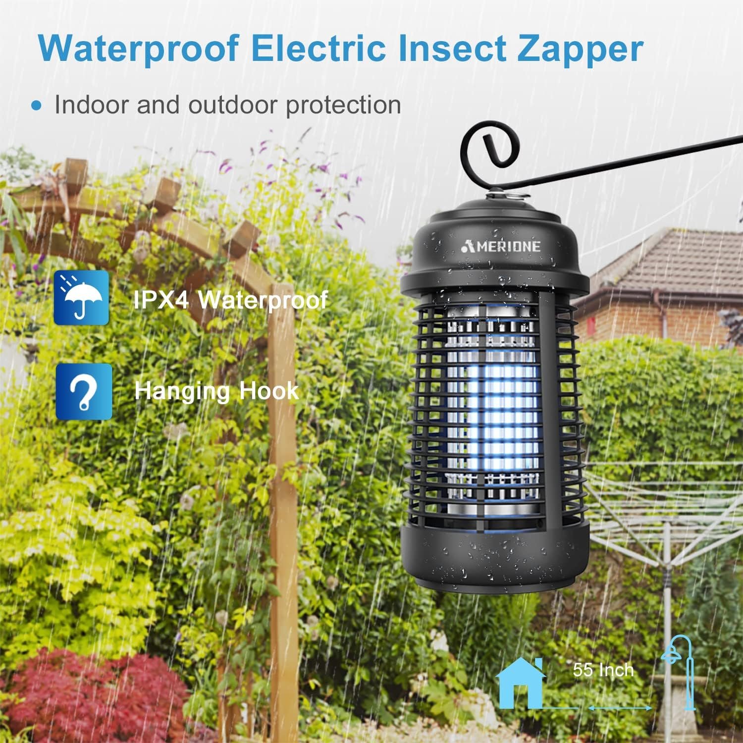 Bug Zapper for Indoor and Outdoor, 20W Electric Mosquito Zapper, Waterproof Insect Killer, 4200V Fly Trap for Home, Bedroom, Backyard, Camping, Patio and More - Image 6
