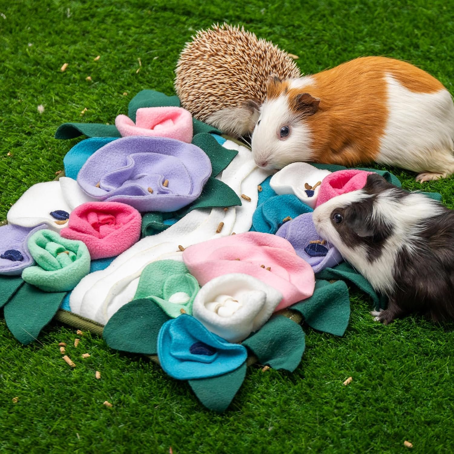 CUSOZWO Small Animal Foraging Mat Toys for Guinea Pig Hedgehog Rabbit Bunny Rat Chinchilla Hamster - Cute Flower Interactive Enrichment Pet Hay Feeders Cage Accessories - Image 8