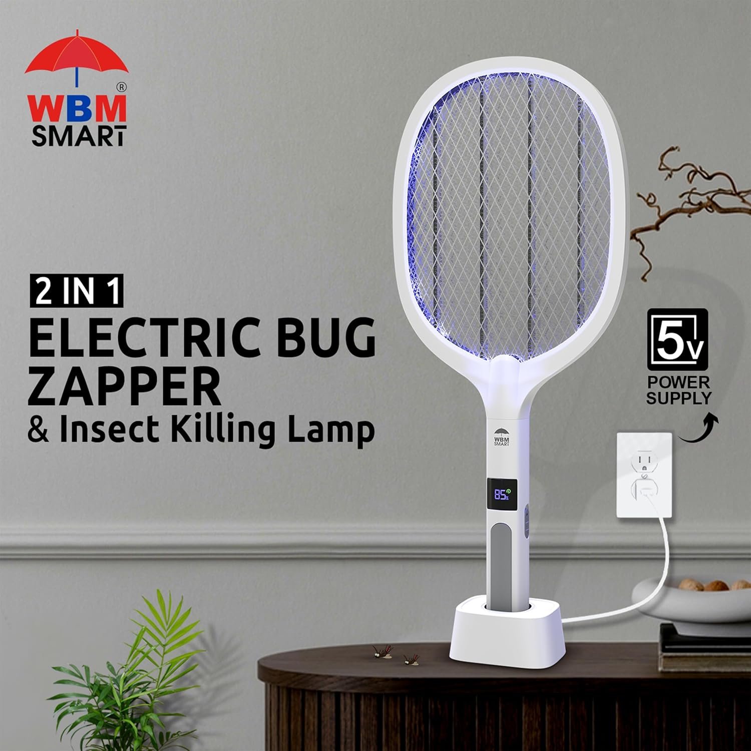 2 in 1 Electric Bug Zapper, Mosquitoes Trap Lamp & Racket, USB Rechargeable Electric Fly Swatter for Home and Outdoor Powerful Grid 3-Layer Safety Mesh Safe to Touch - Image 3