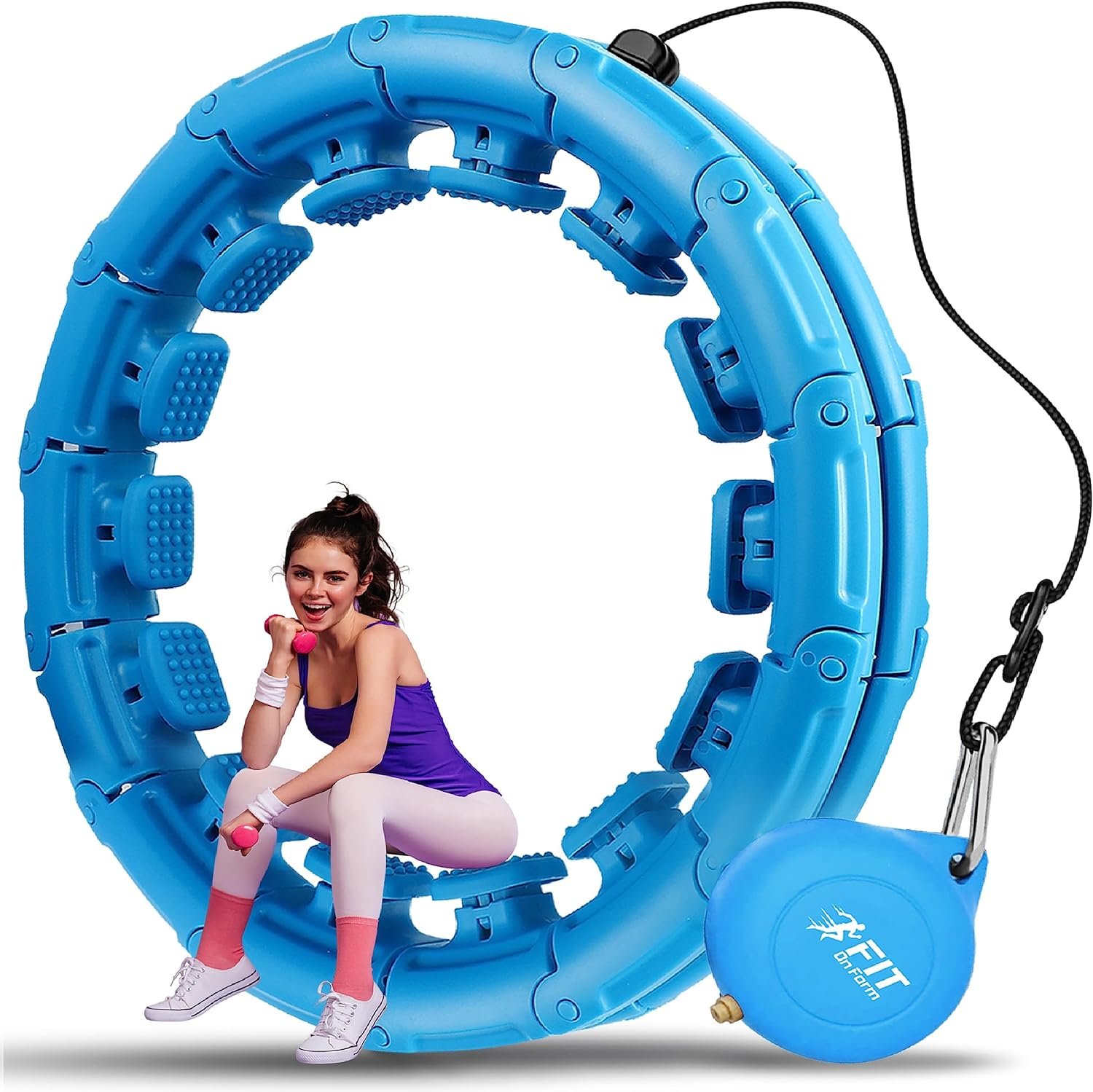 FIT ON FORM Infinity Weighted Hula Fit Hoop for Adult Weight Loss, 2 in 1 Smart Fitness Exercise Hoop for Women Abs Workout, 24/28/32 Detachable Knots - Image 9