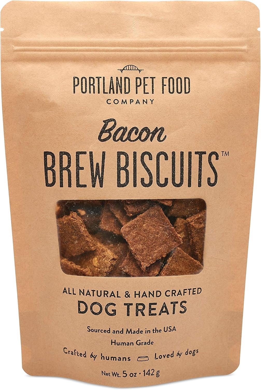 CRAFTED BY HUMANS LOVED BY DOGS Portland Pet Food Company Bacon Brew Biscuit Dog Treats (1 Pack, 5 oz Bag) – All Natural, Human-Grade, USA-Sourced and Made - Image 2