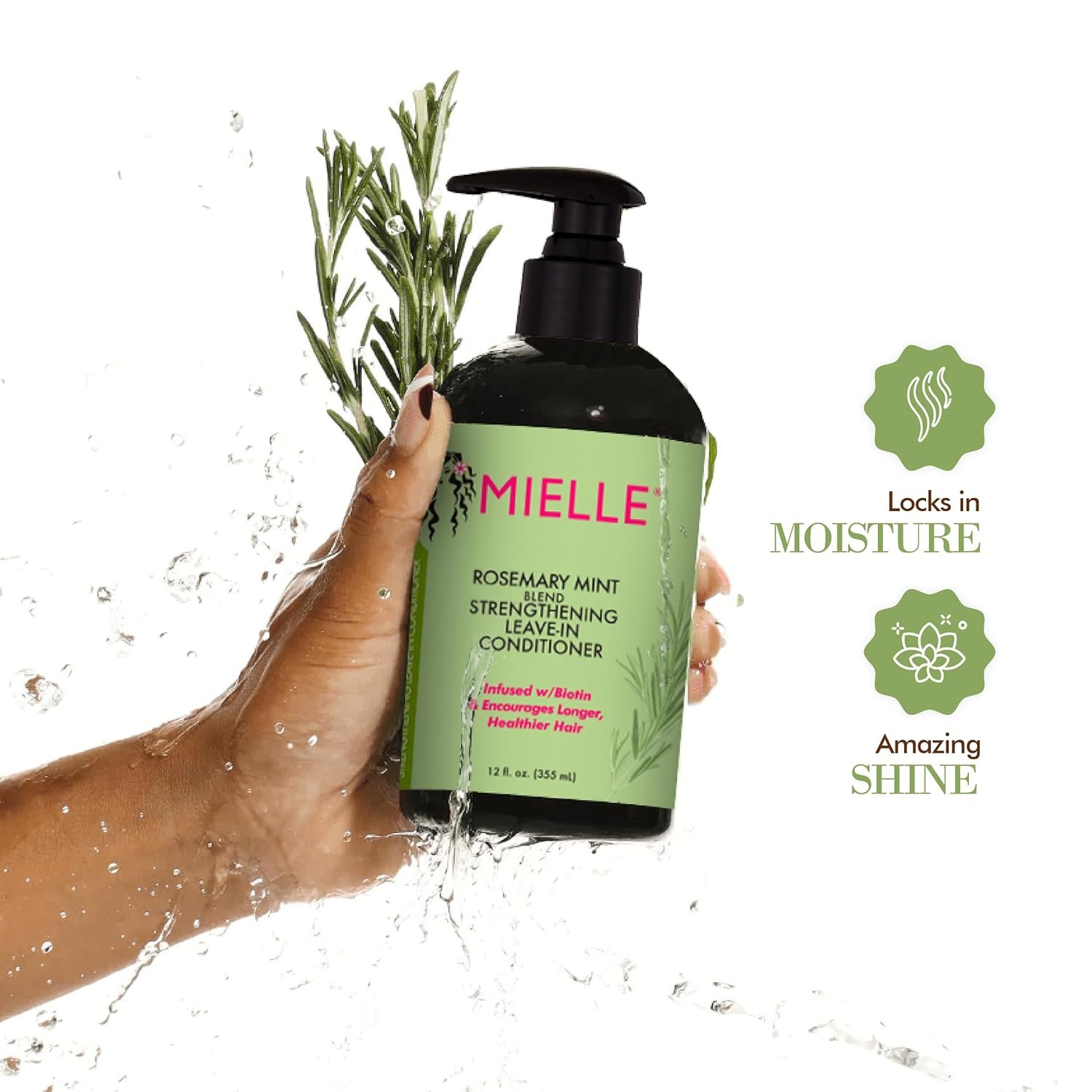 Mielle Organics Rosemary Mint Strengthening Leave-In Conditioner, Supports Hair Strength, Smooth Conditioner for Dry and Crinkled Hair, Weightless Hair Treatment - Image 5