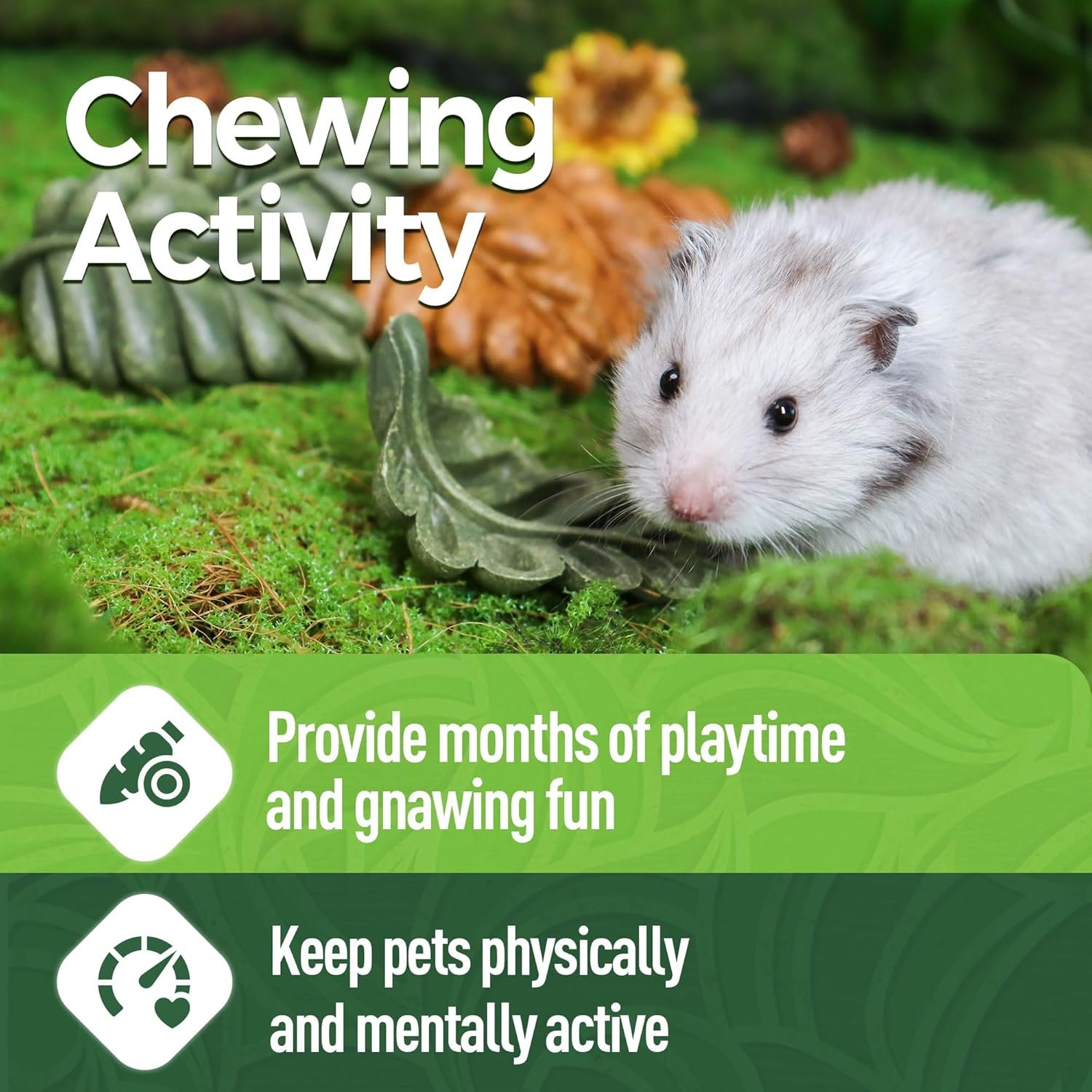 Nibble Leaves 6PCs Small Animal Chew Toys for Teeth, Edible Long Lasting Teeth Grinding Gerbil Chinchilla Degu Hamster Guinea Pig Toys, Dental Chew Treat Boredom Breaker & Habitat Enrichment - Image 4