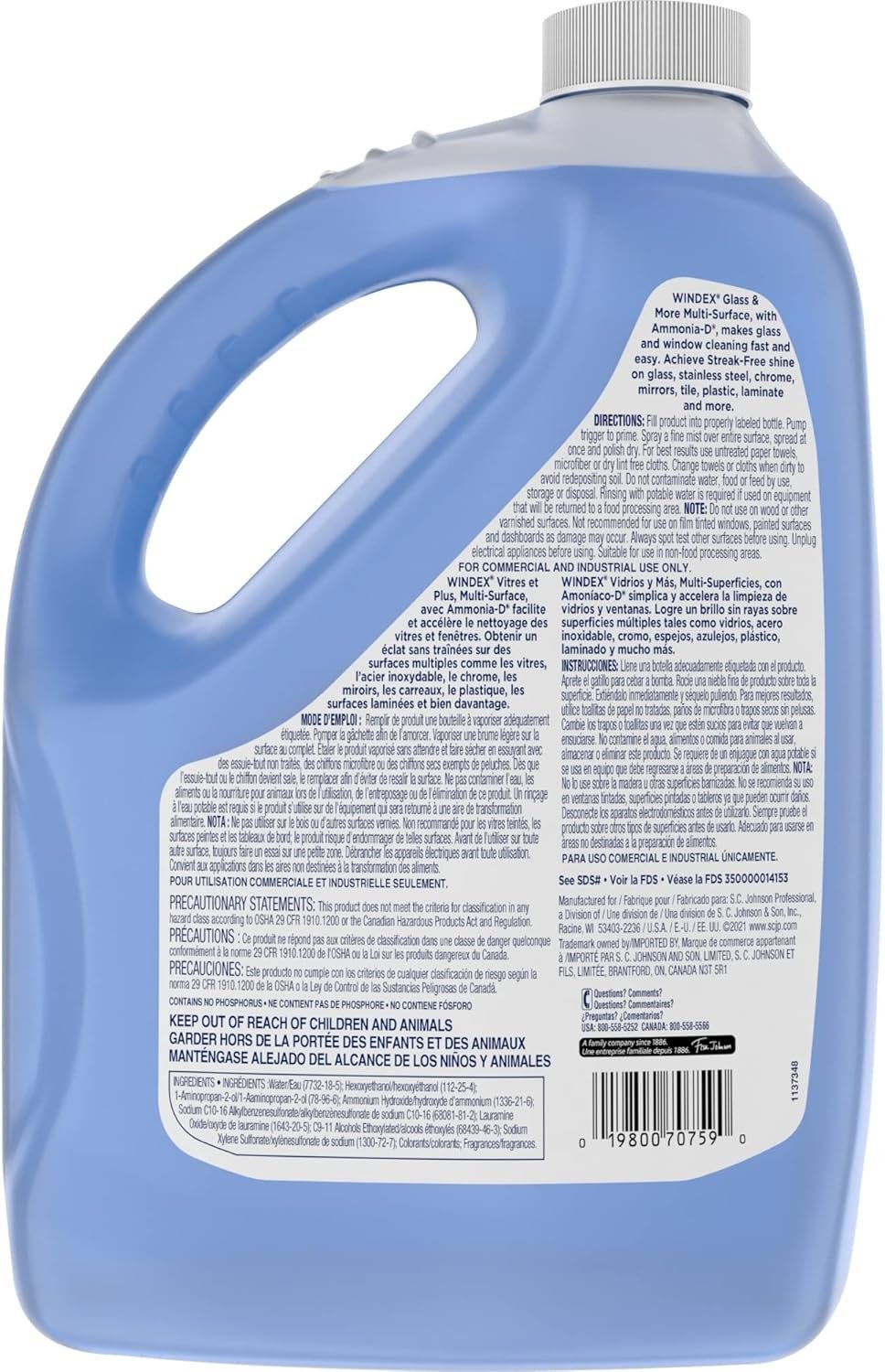 Windex 682252EA Powerized Formula Glass & Surface Cleaner, 1gal Bottle - Image 7