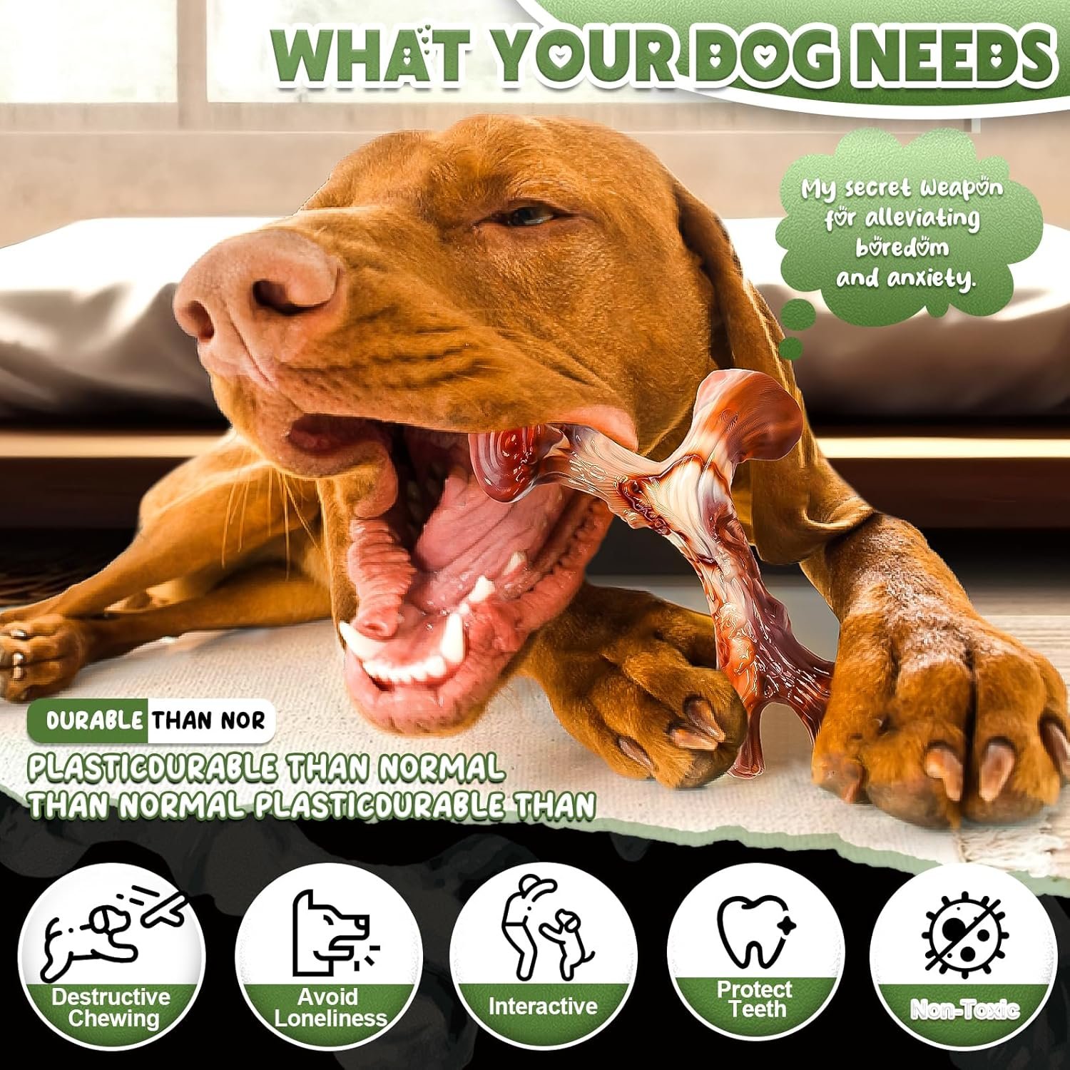 DBF 4 Pack Indestructible Dog Chew Toys for Aggressive Chewers Medium Small Breed - Durable Tough Dog Toy with Bacon Flavor, Heavy Duty Hard Nylon Dog Chew Bones for Large Dog Teething Cleaning - Image 3