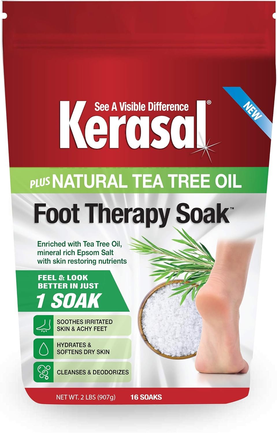 Kerasal Foot Therapy Soak, Foot Soak for Achy, Tired and Dry Feet, 2 lbs and Kerasal Nighttime Intensive Repair Foot Masks, Foot Mask for Cracked Heels and Dry Feet, Two Pairs - Image 2