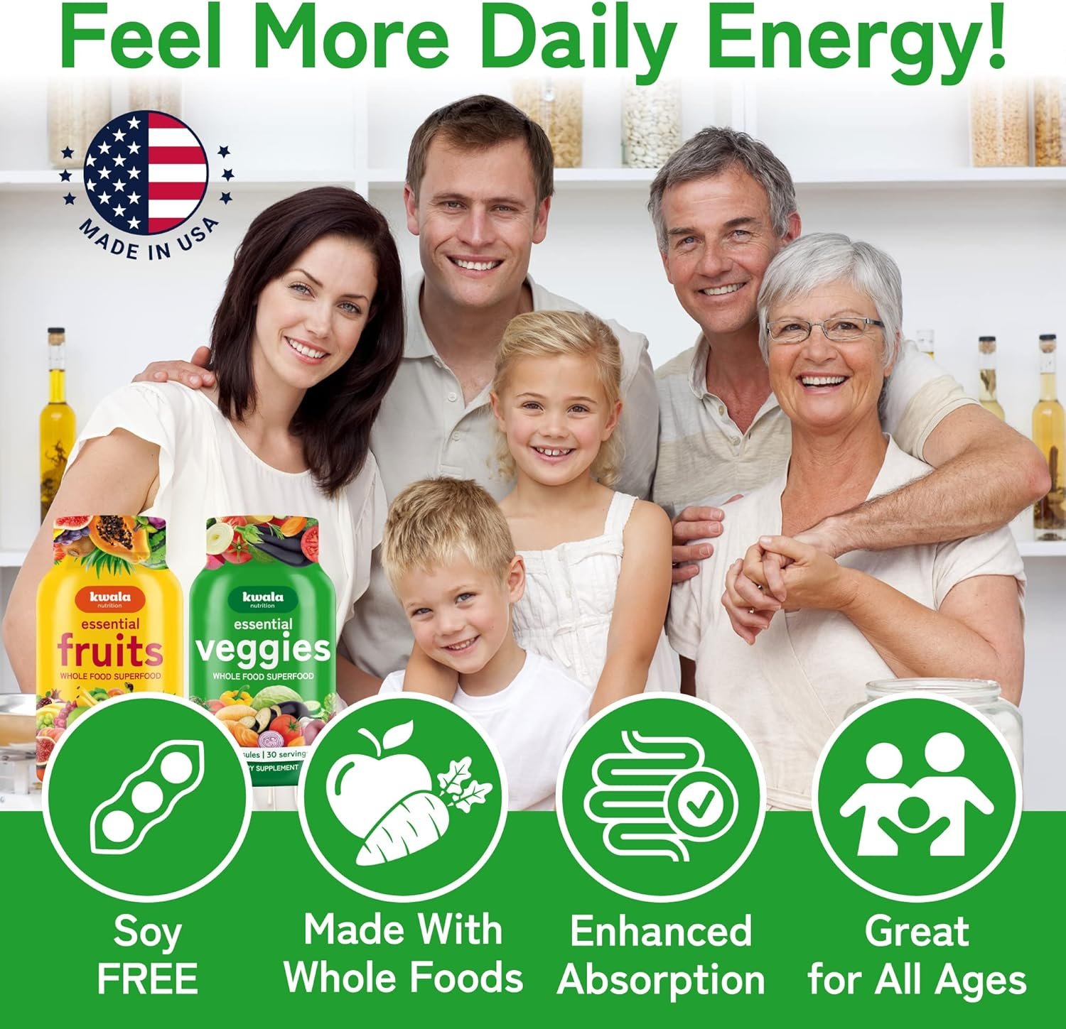 Fruit and Veggies Supplement - 90 Fruit & 90 Veggie Capsules - Fruits and Vegetables Supplements - Non GMO, Soy Free, Made in USA (Pack of 2) - Image 3