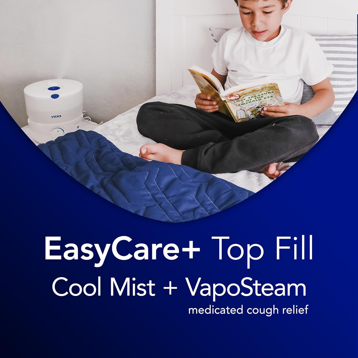 Vicks EasyCare Plus Top Fill Filter-Free Cool Mist Humidifier, Small Room–For Vapors 2 Ways –Works with Vicks VapoPads and VapoSteam, White - Image 3