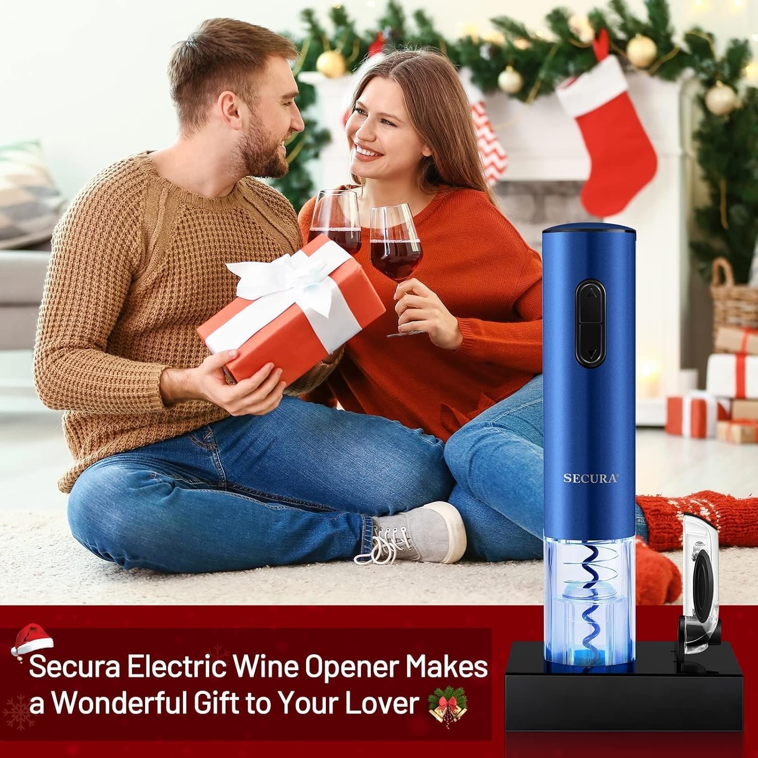 Secura Electric Wine Opener, Automatic Electric Wine Bottle Corkscrew Opener with Foil Cutter, Rechargeable (Blue) - Image 10
