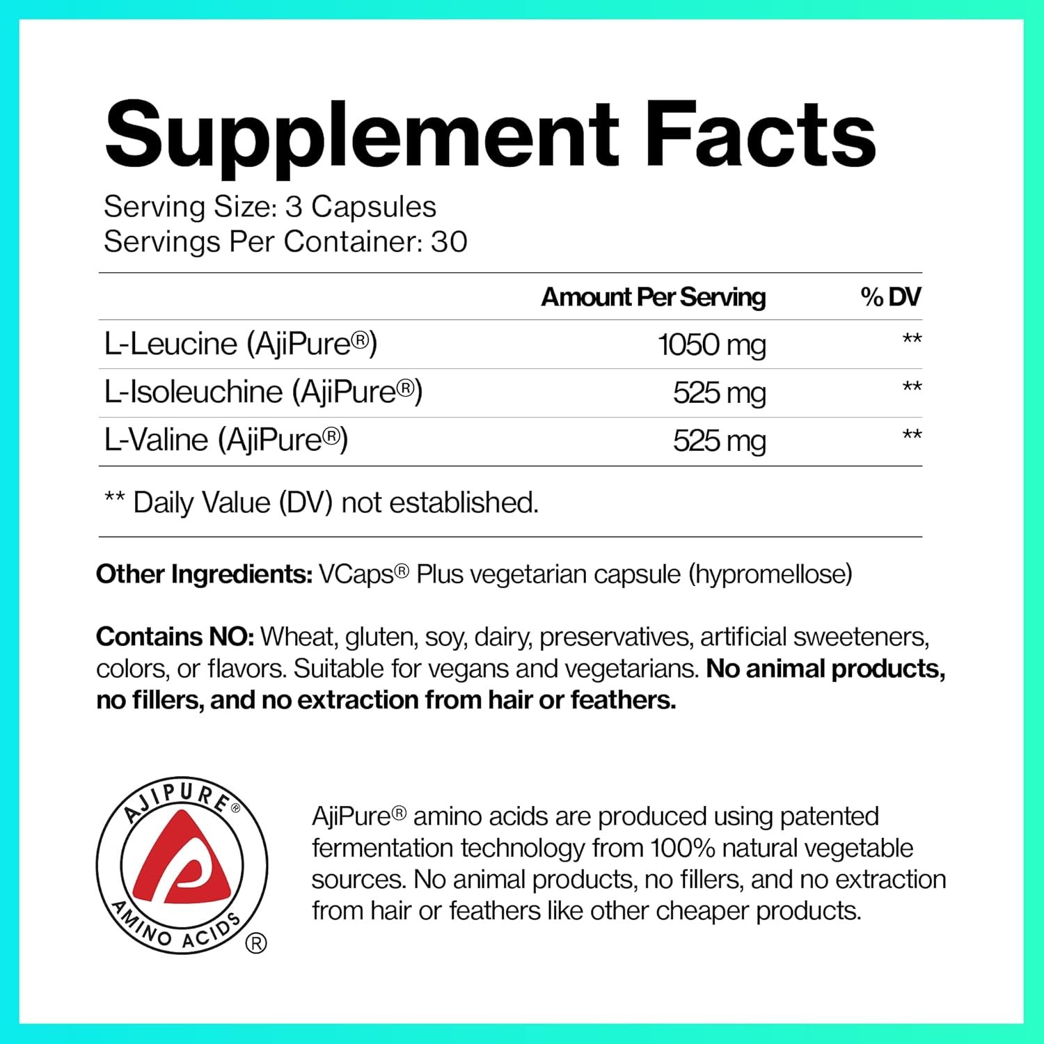 Branched Chain Amino Acids (BCAA) Capsules, Vegan AjiPure BCAAs, #1 on Labdoor, 2:1:1, 2100 mg, Amino Acids Supplement, Keto, Paleo, Third-Party Tested, 90 Count - Image 8