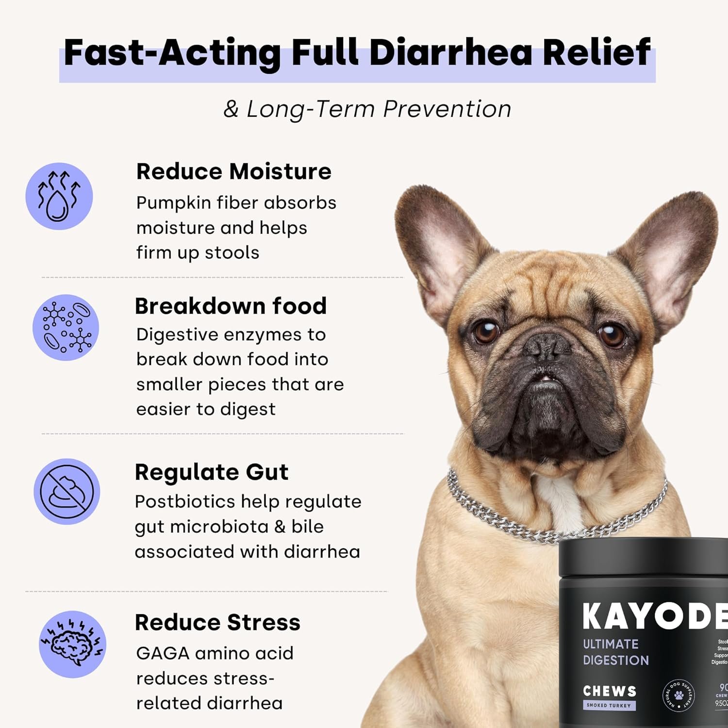 Kayode Ultimate Digestion. Fast Acting Anti-Diarrhea Dog Chews. Dog Fart Remedy. Digestive Enzymes for Dogs, Easy Stool Firmer for Dogs. Led with Safe Pumpkin for Dogs. - Image 3