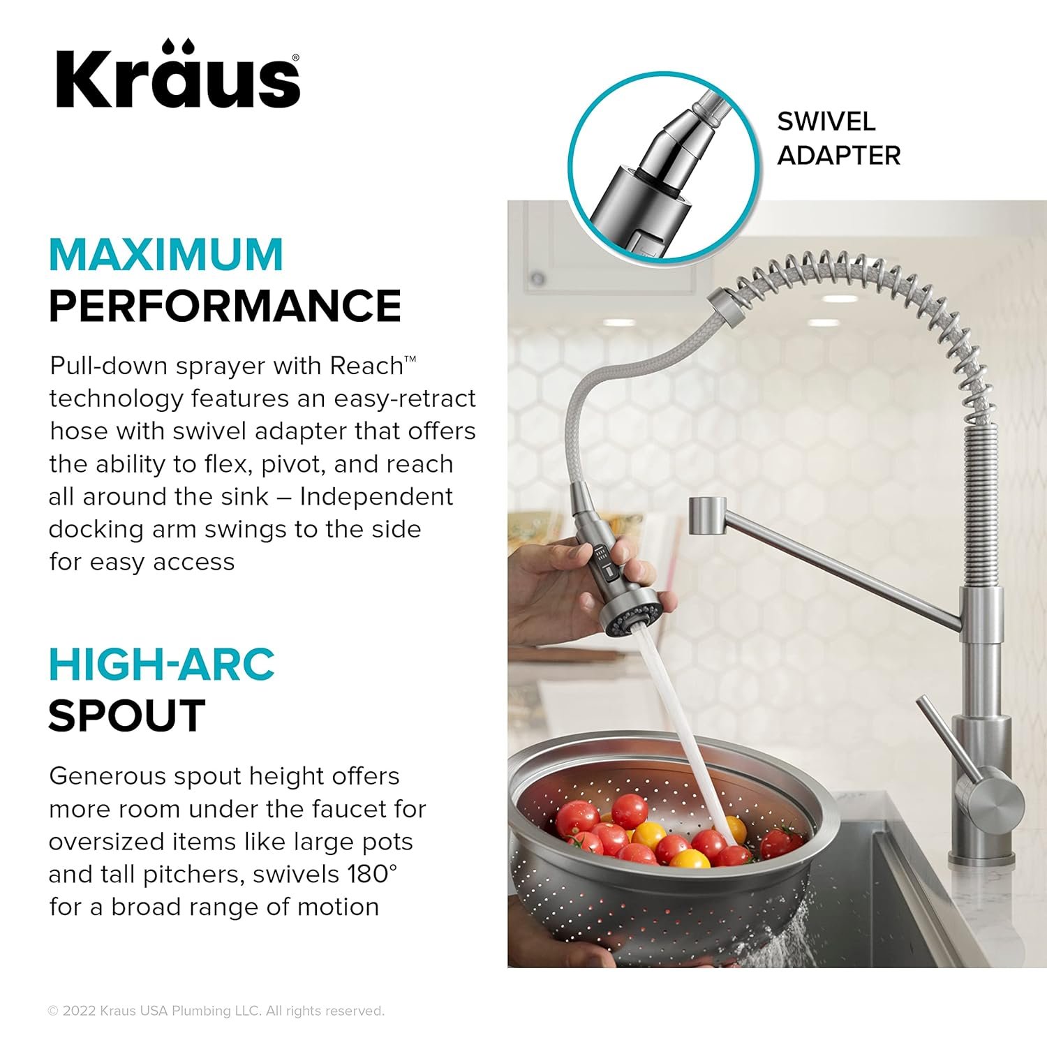 KRAUS Bolden Touchless Sensor Commercial Style 2-Function Single Handle Pull Down Kitchen Faucet in Brushed Brass/Matte Black, KSF-1610BBMB - Image 11