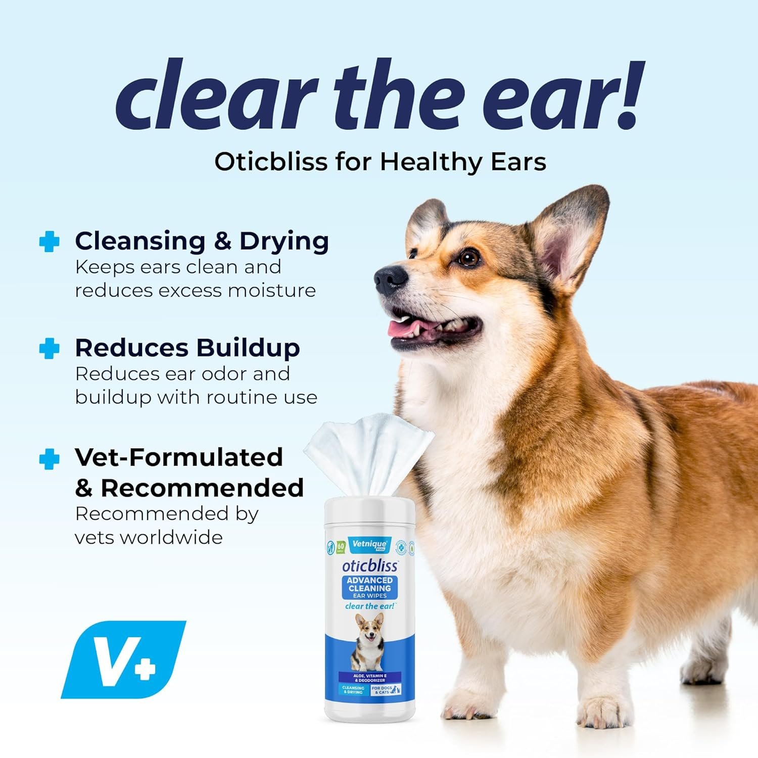 VETNIQUE Oticbliss Advanced Cleaning Ear Wipes for Dogs for Odor Control, Dirt and Wax Removal with Soothing Aloe Vera, Salicylic Acid & Vitamin E, (Ear Cleaning Wipes, Advanced Cleaning Large) - Image 4