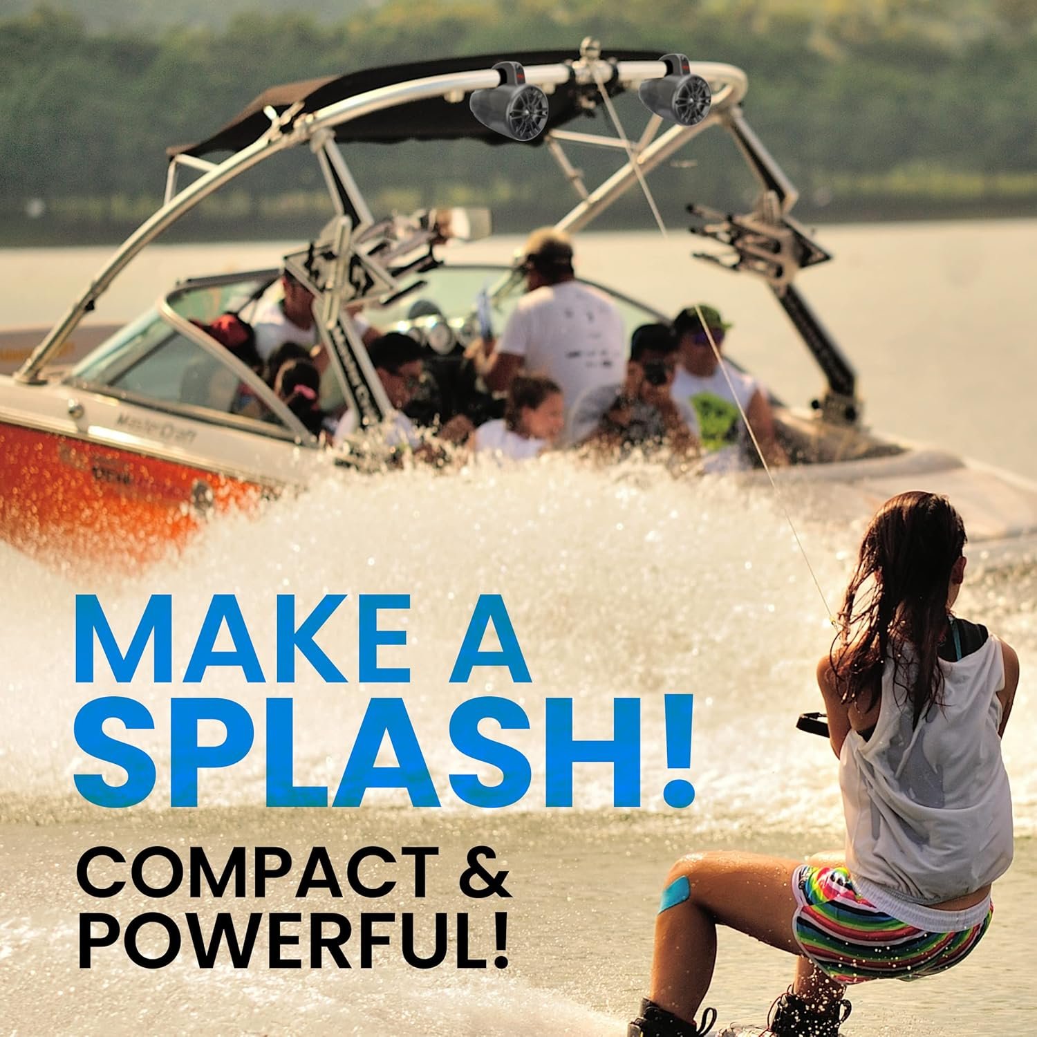 BOSS Audio Systems MRWT40 ATV UTV Marine Weatherproof Waketower System - 4 Inch Stereo Speakers, Full Range, 2 Way, Tweeters, IPX5 Rated, Sold in Pairs, Wake Tower For Boat - Image 3