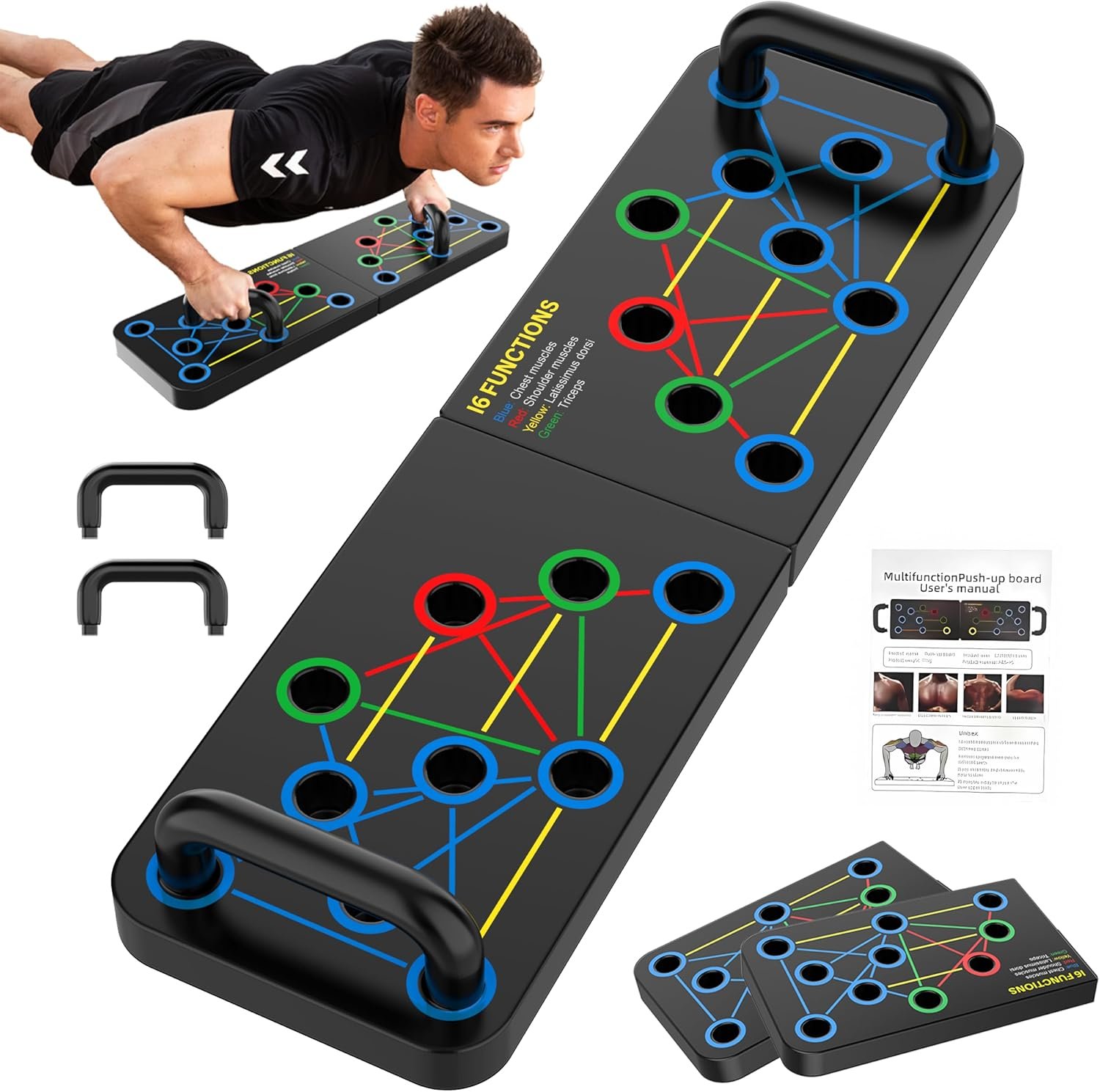 Push Up Board: 20-in-1 Foldable Home Workout Equipment Strength Training Pushup Stands, Durable ABS with Anti-Slip Grips Portable for Home Office Gym Full-Body Exercise for Men & Women, Ideal Gift for friend - Image 2