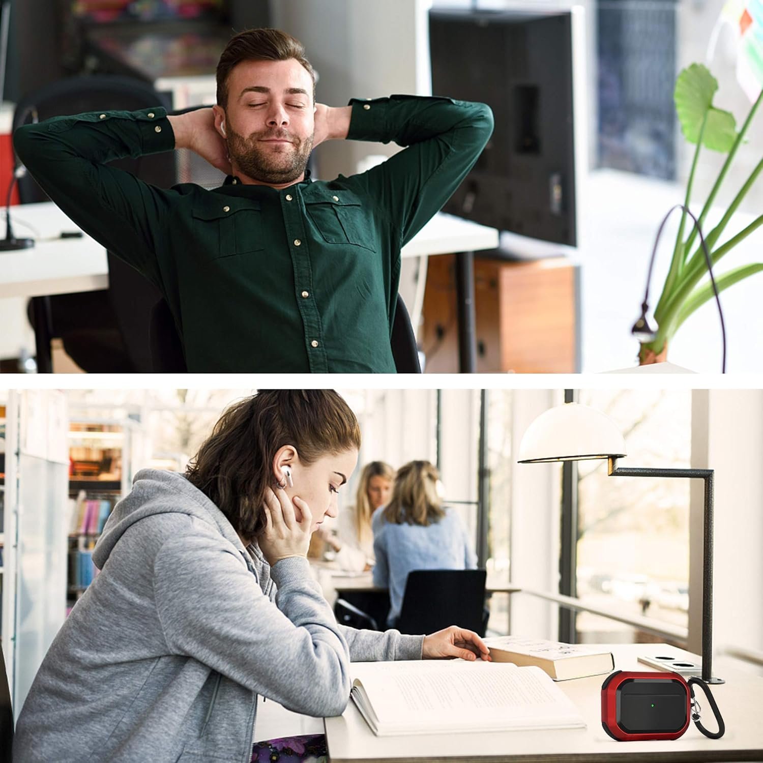 CAGOS for Airpods Pro Case, Cool Shock-Absorbing iPod Pro Hard Cover with Metal Keychain Accessories Compatible with Apple Airpod Pro 1st Generation Case Women Men, Red - Image 7